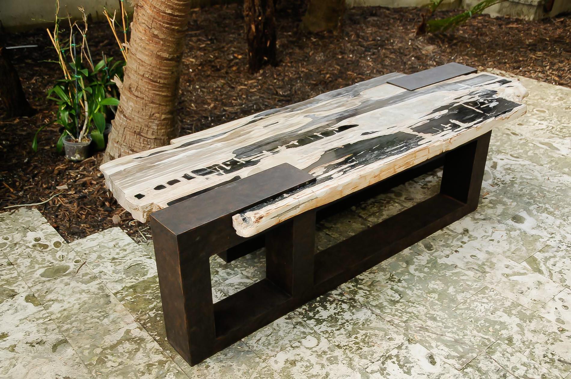 petrified wood bench