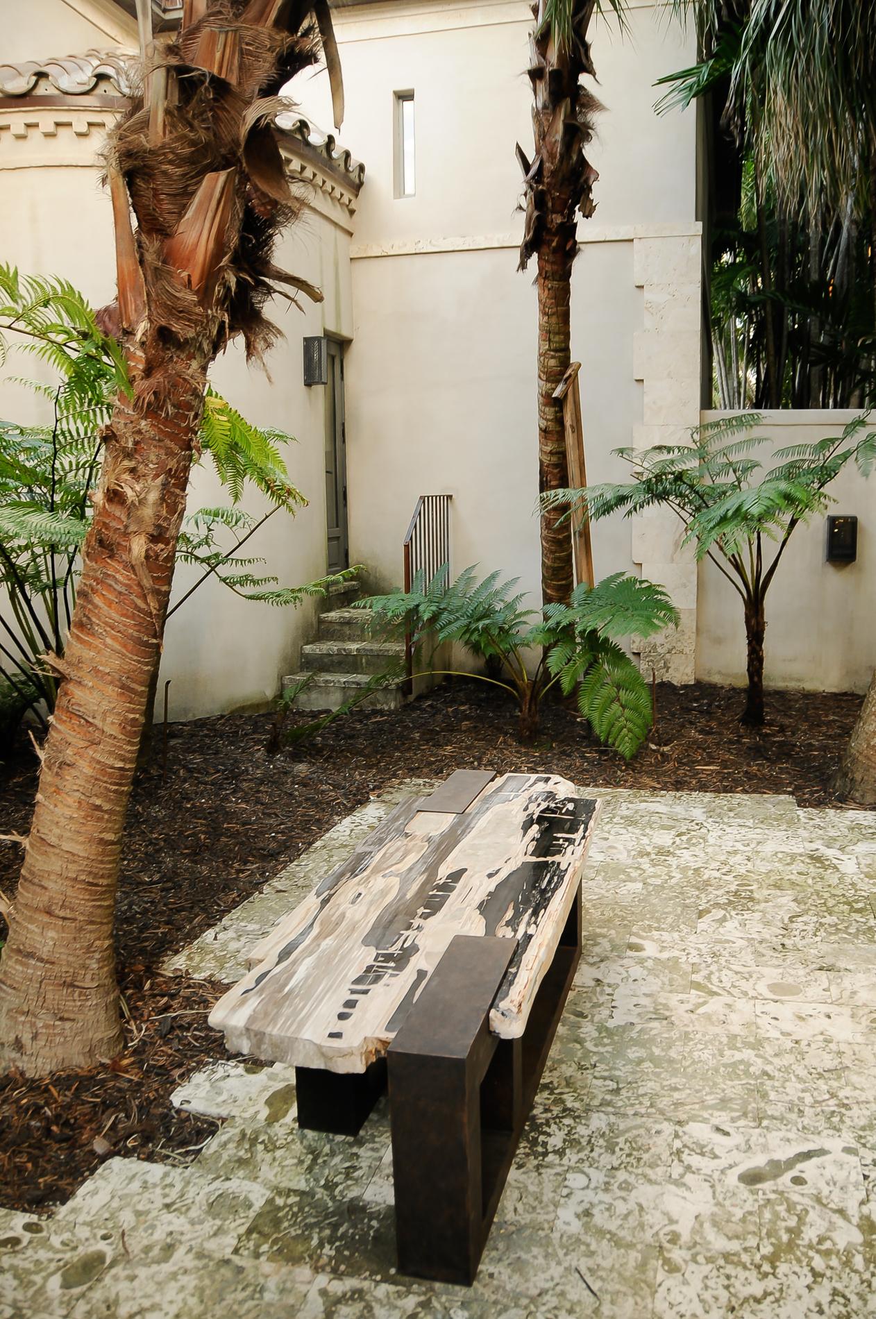 American Petrified Wood Cubic Bench or Table For Sale