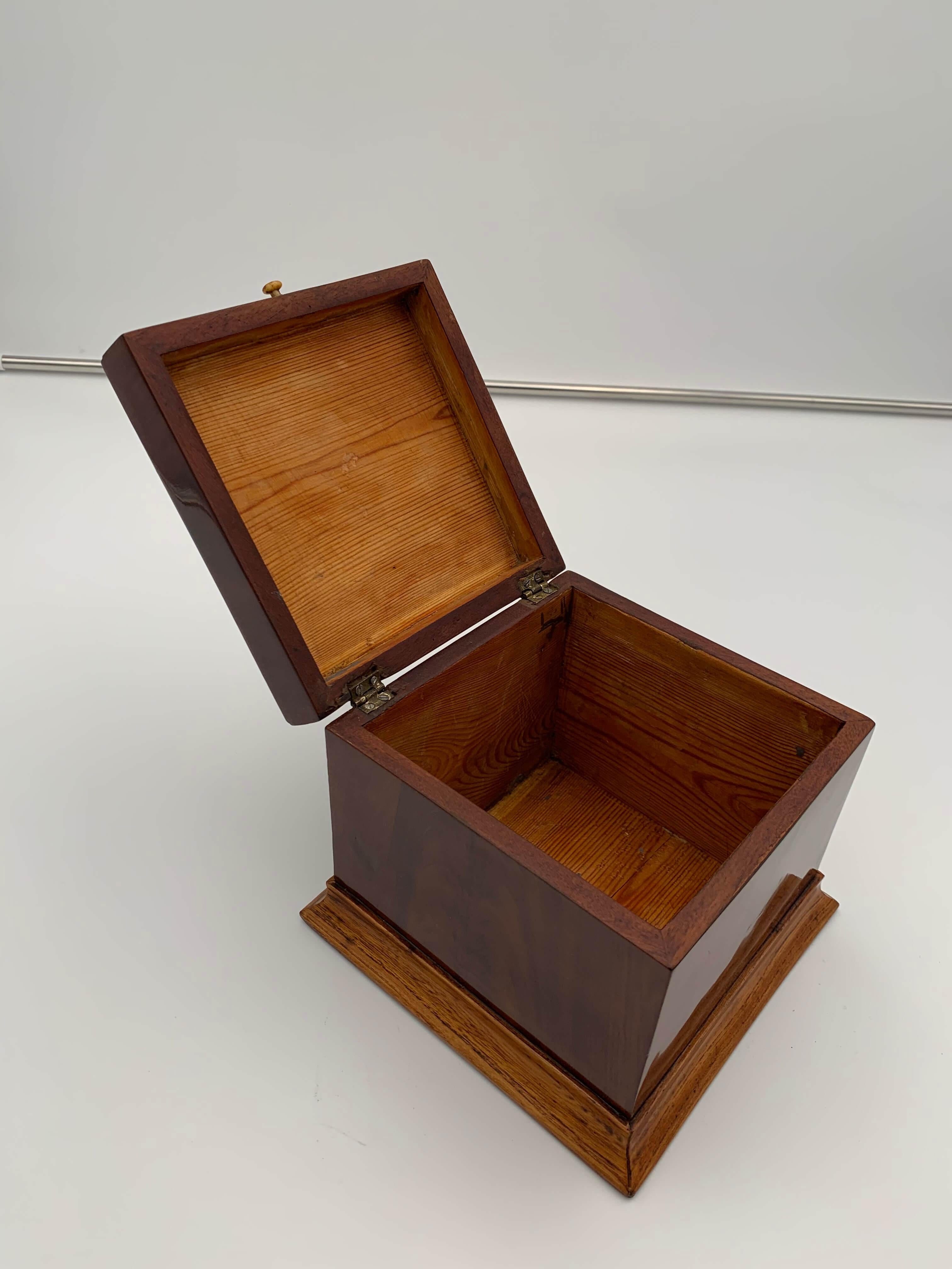 Cubic Biedermeier Box, Mahogany and Maple, Austria, circa 1840 For Sale 1