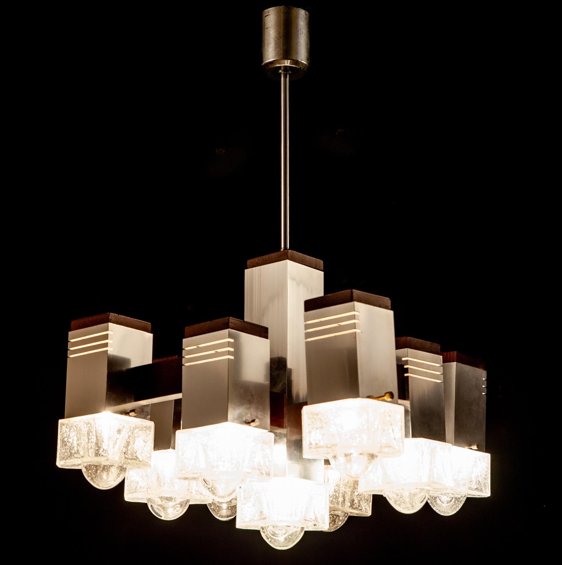 Cubic Chandelier by Gaetano Sciolari, 1970s For Sale 4