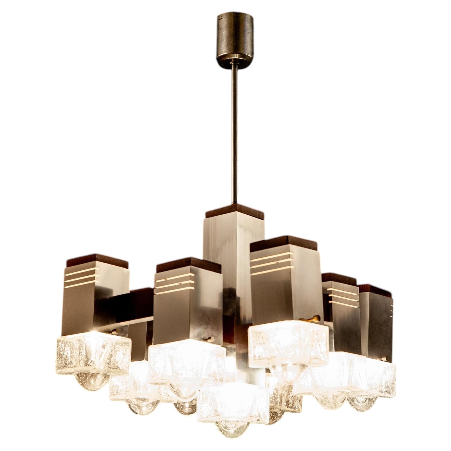 Cubic Chandelier by Gaetano Sciolari, 1970s
