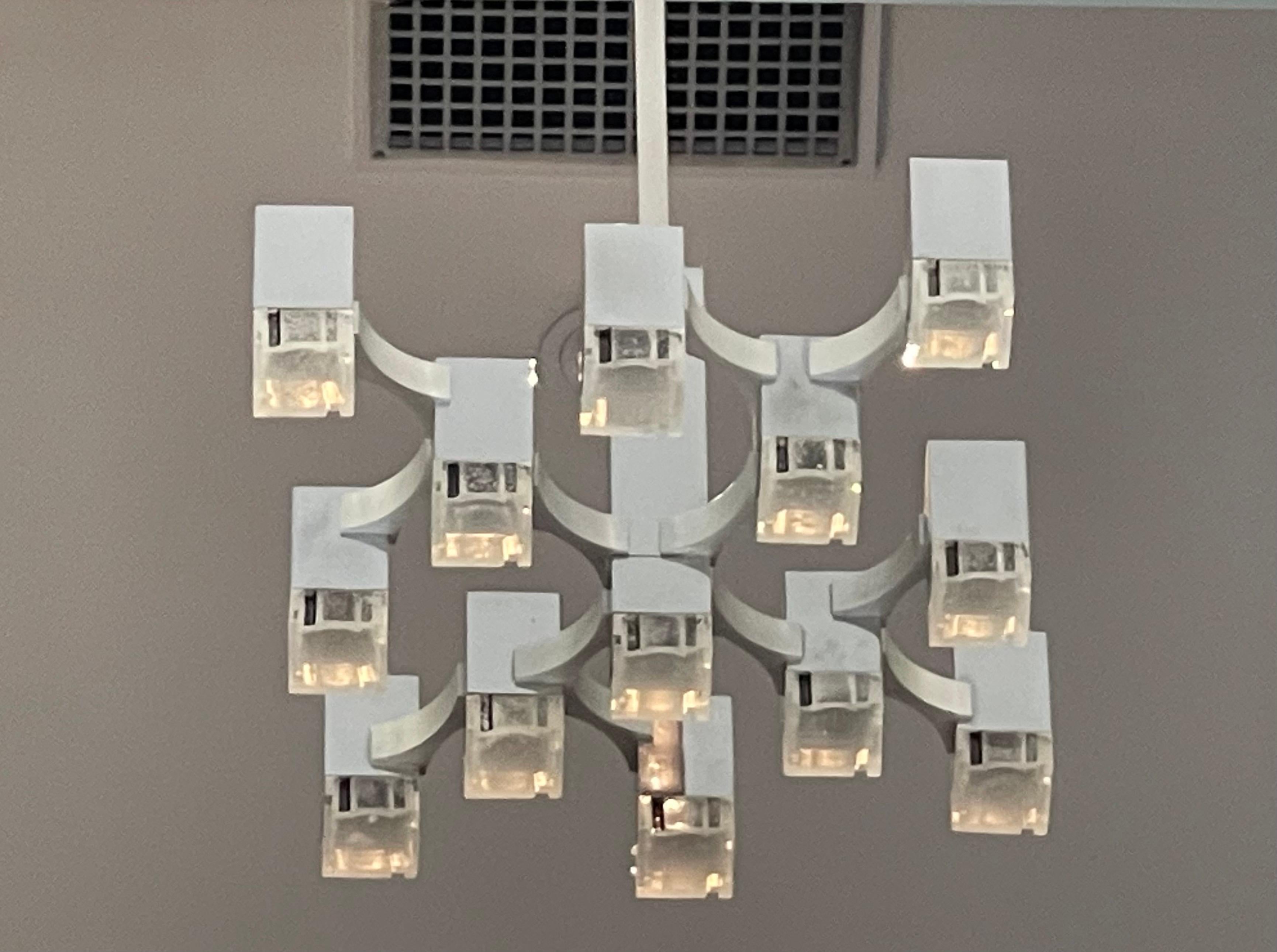 Plated Cubic Chandelier by Lightolier For Sale