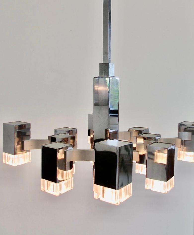 Cubic Chandelier by Lightolier For Sale 1