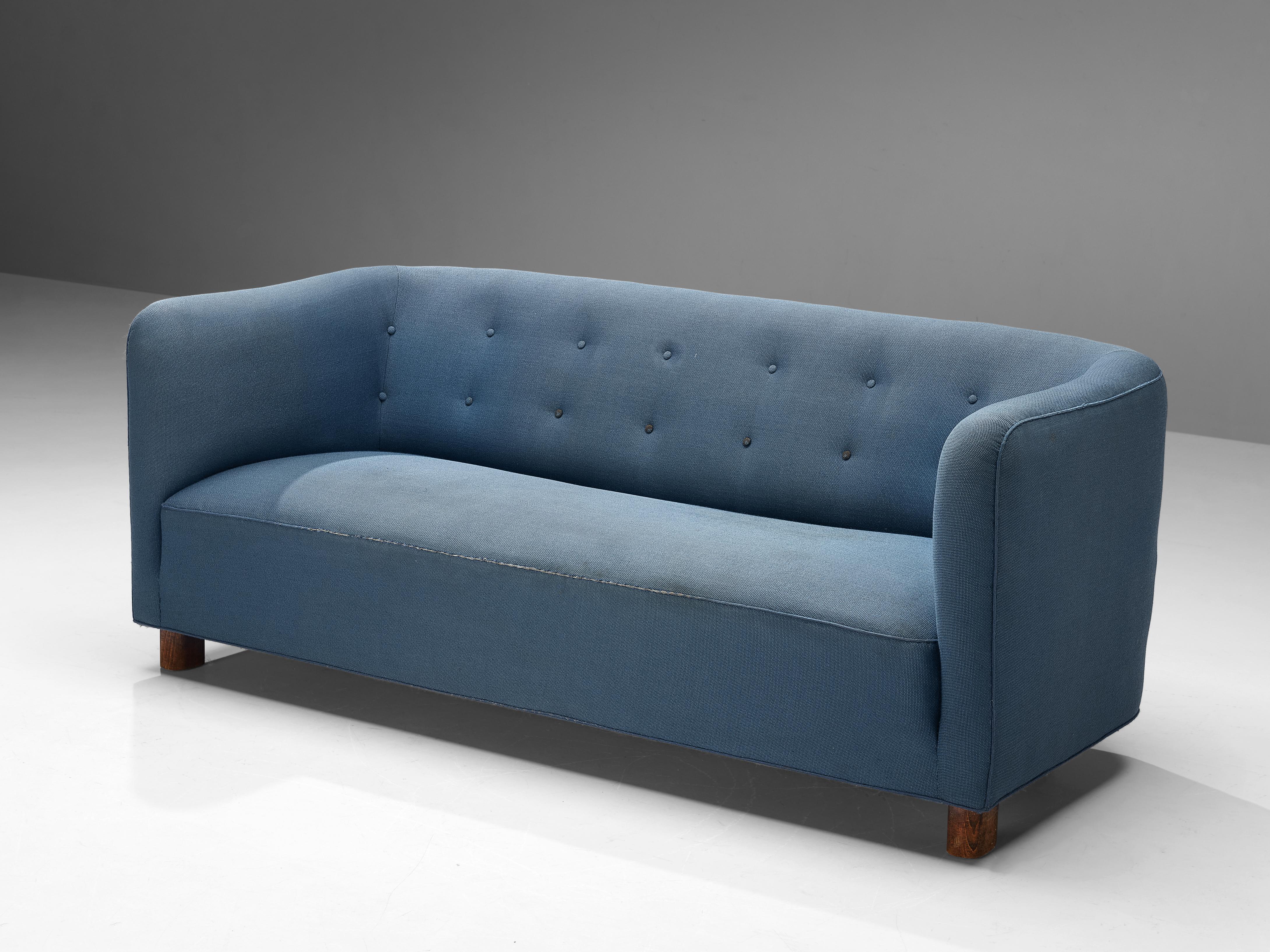 Cubic Danish Sofa in Blue Upholstery In Good Condition In Waalwijk, NL