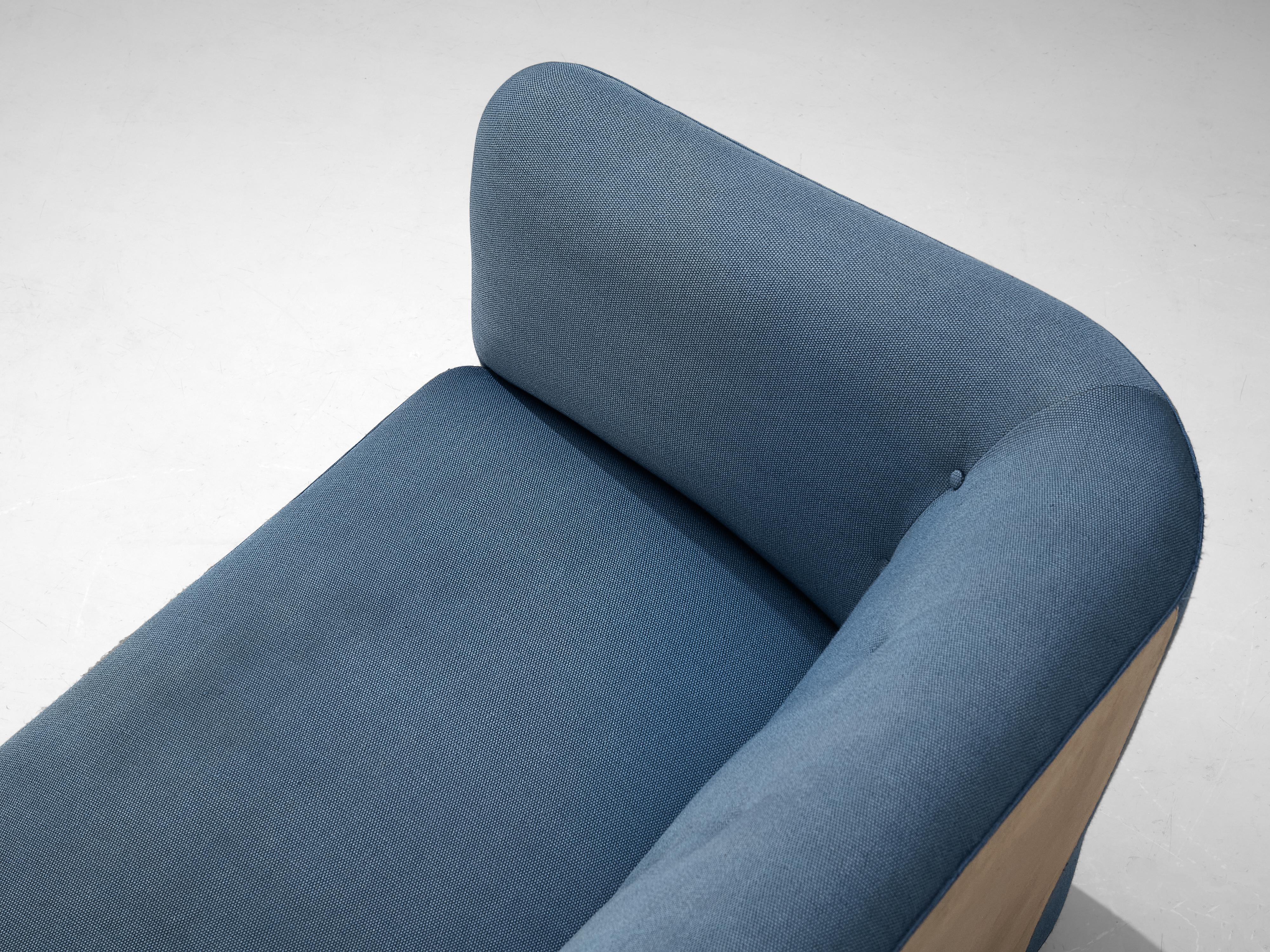 Mid-20th Century Cubic Danish Sofa in Blue Upholstery