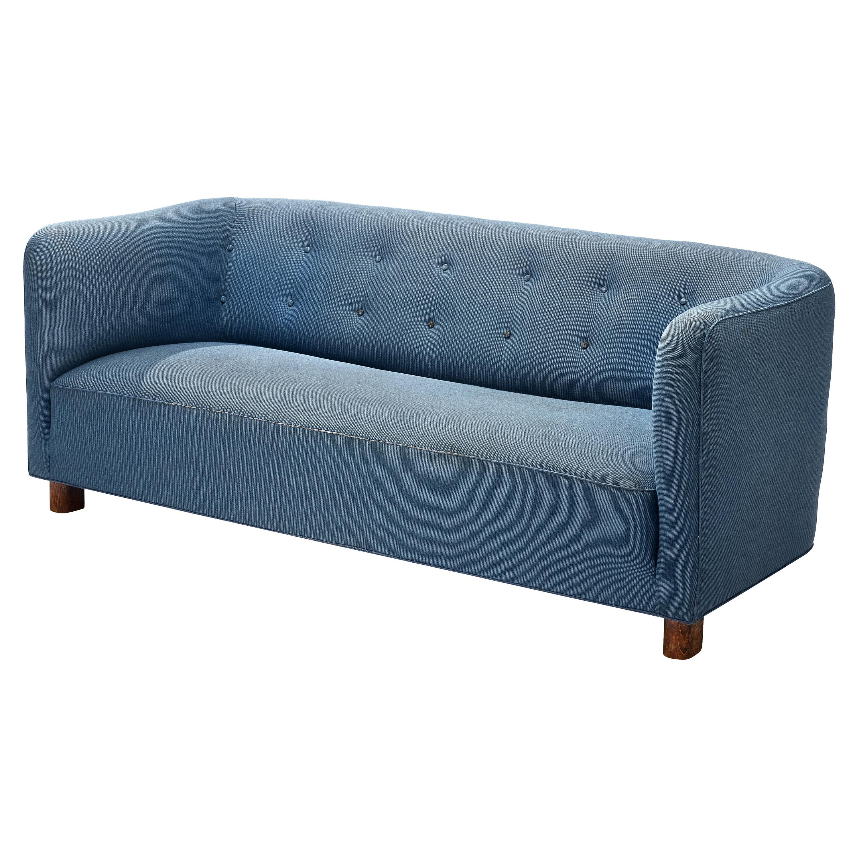 Cubic Danish Sofa in Blue Upholstery