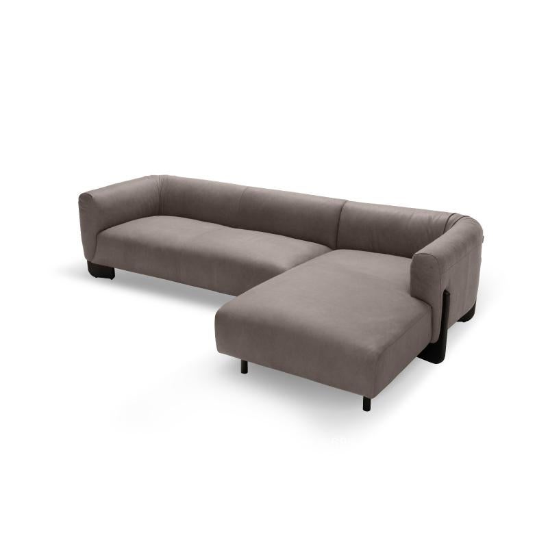 Contemporary Cubic Deep Seat Sofa with Full-Grain & Vegan Leather Options For Sale