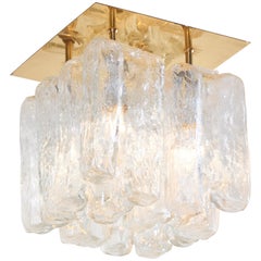 Cubic Flush Mount in Ice Glass and Brass by Kalmar Franken, Germany