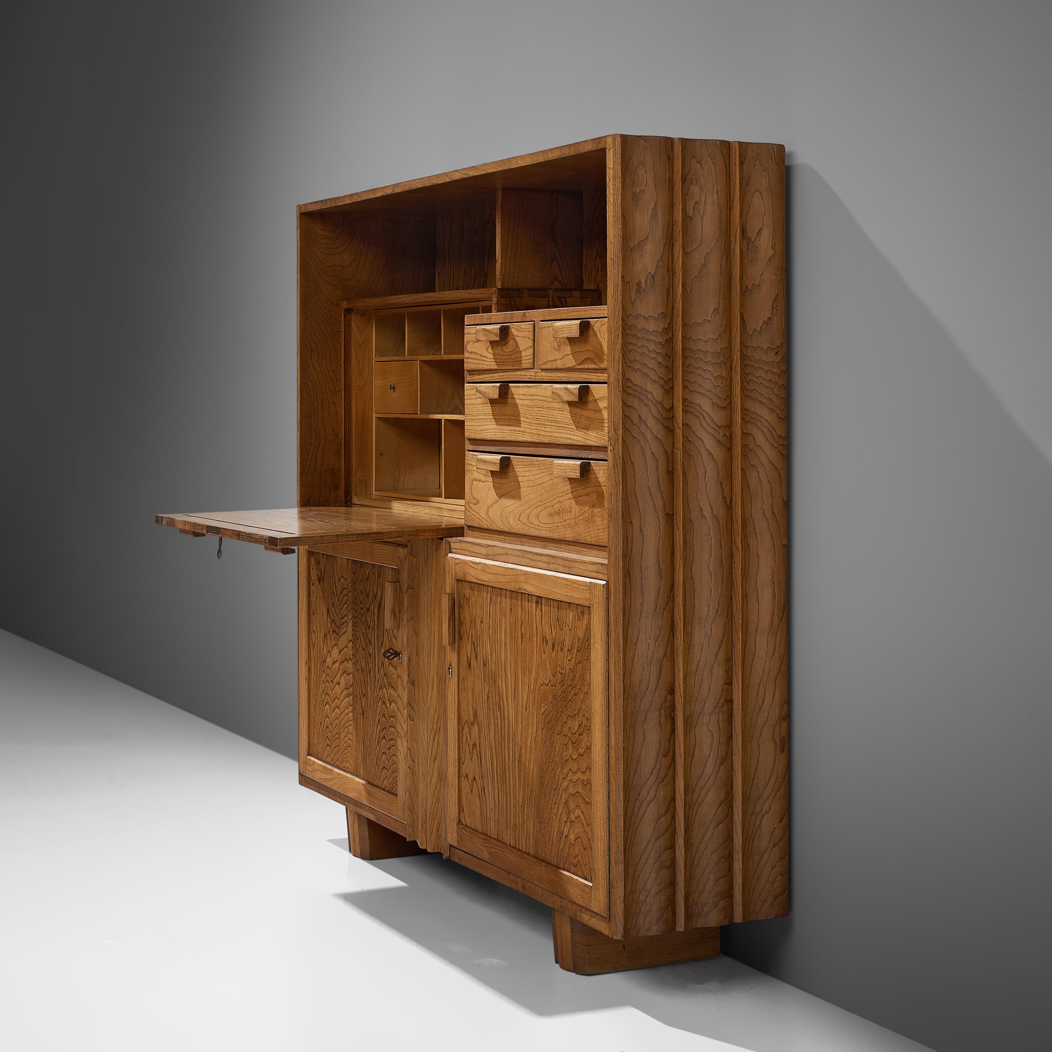 Elm Cubic French Cabinet in Ash with Writing Desk