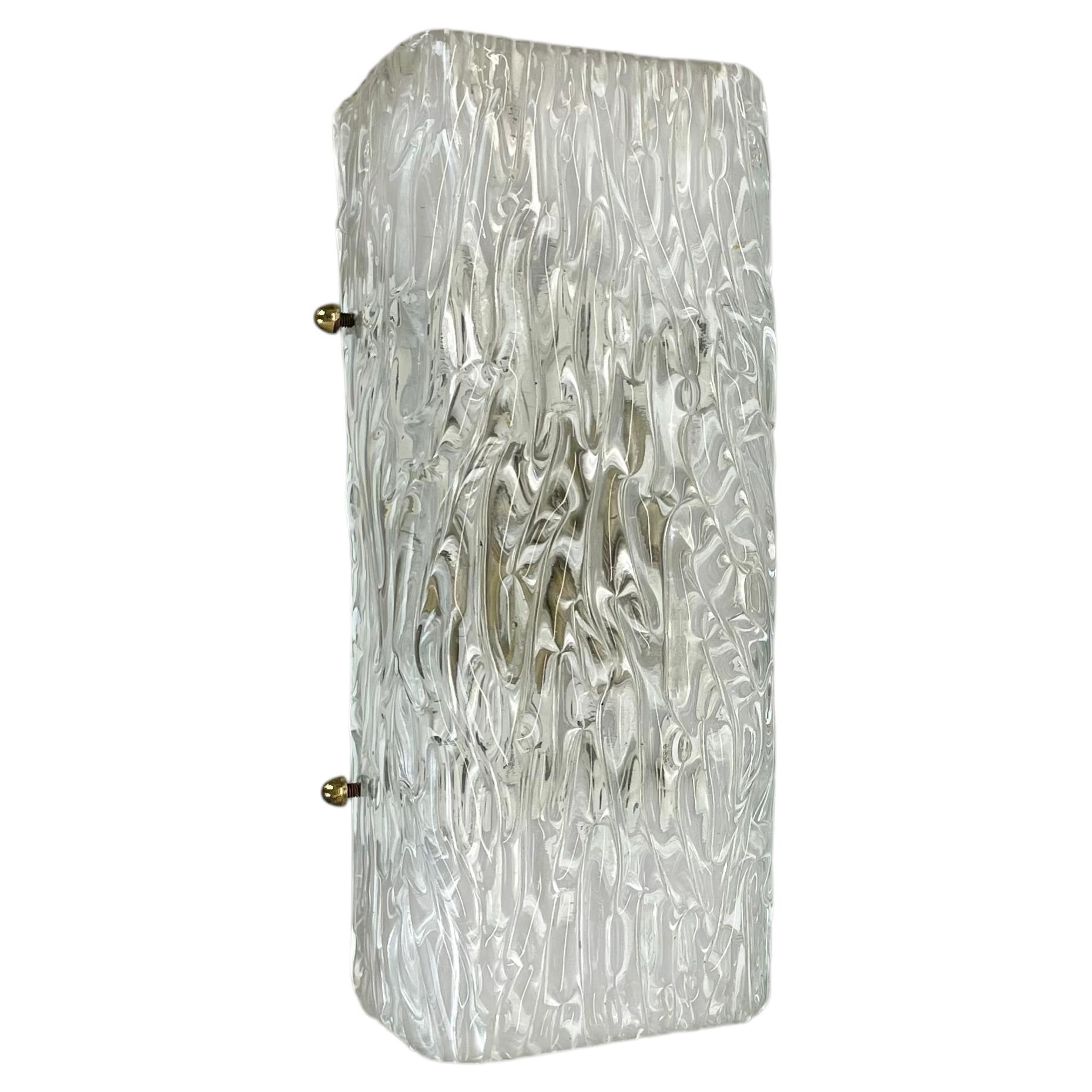 cubic Hollywood Regency Ice Glass Wall Light Made by Kalmar Lights, 1960s For Sale