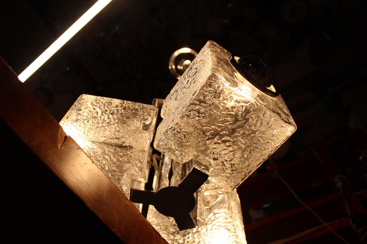 Lampadario cubico in vetro di Murano 1970s Veart Design Trasparente Silver in vendita 3