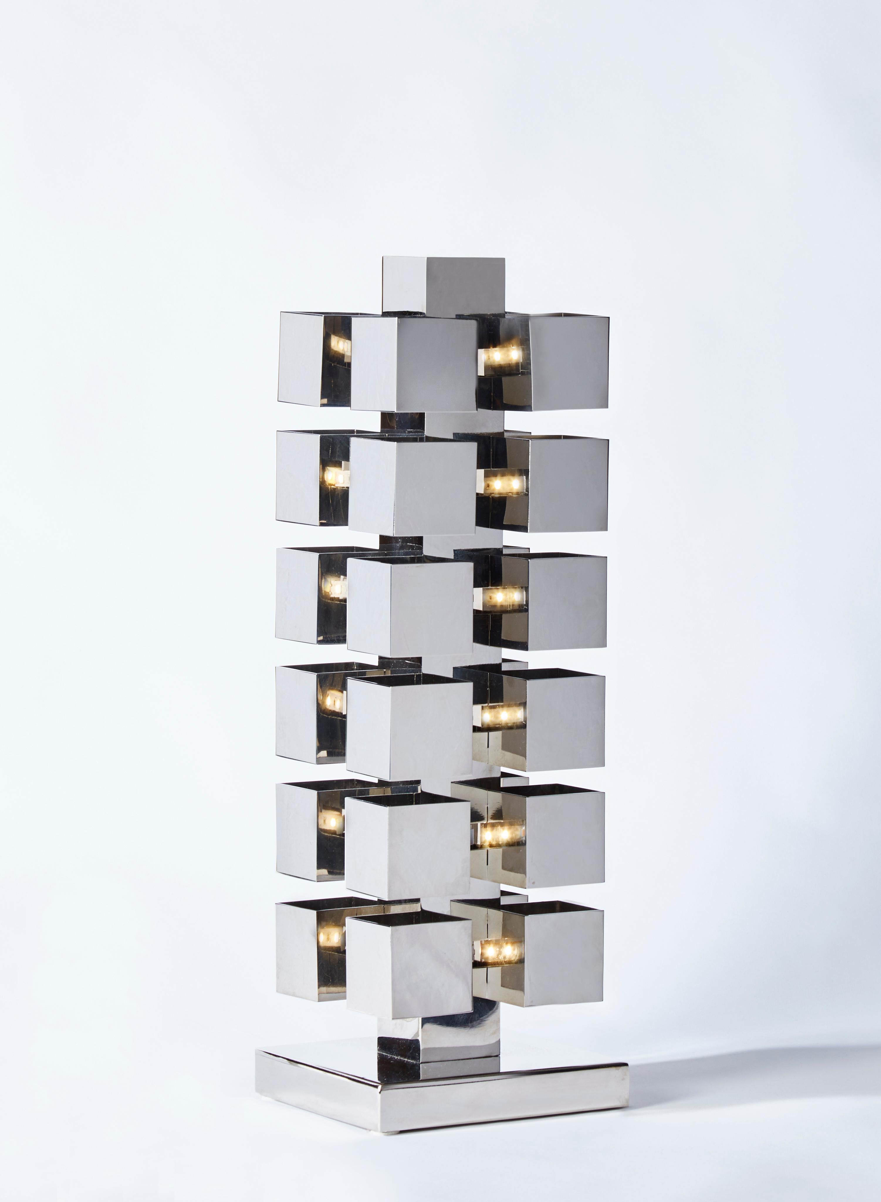 Modern Cubic Lamp in Steel at Cost Price