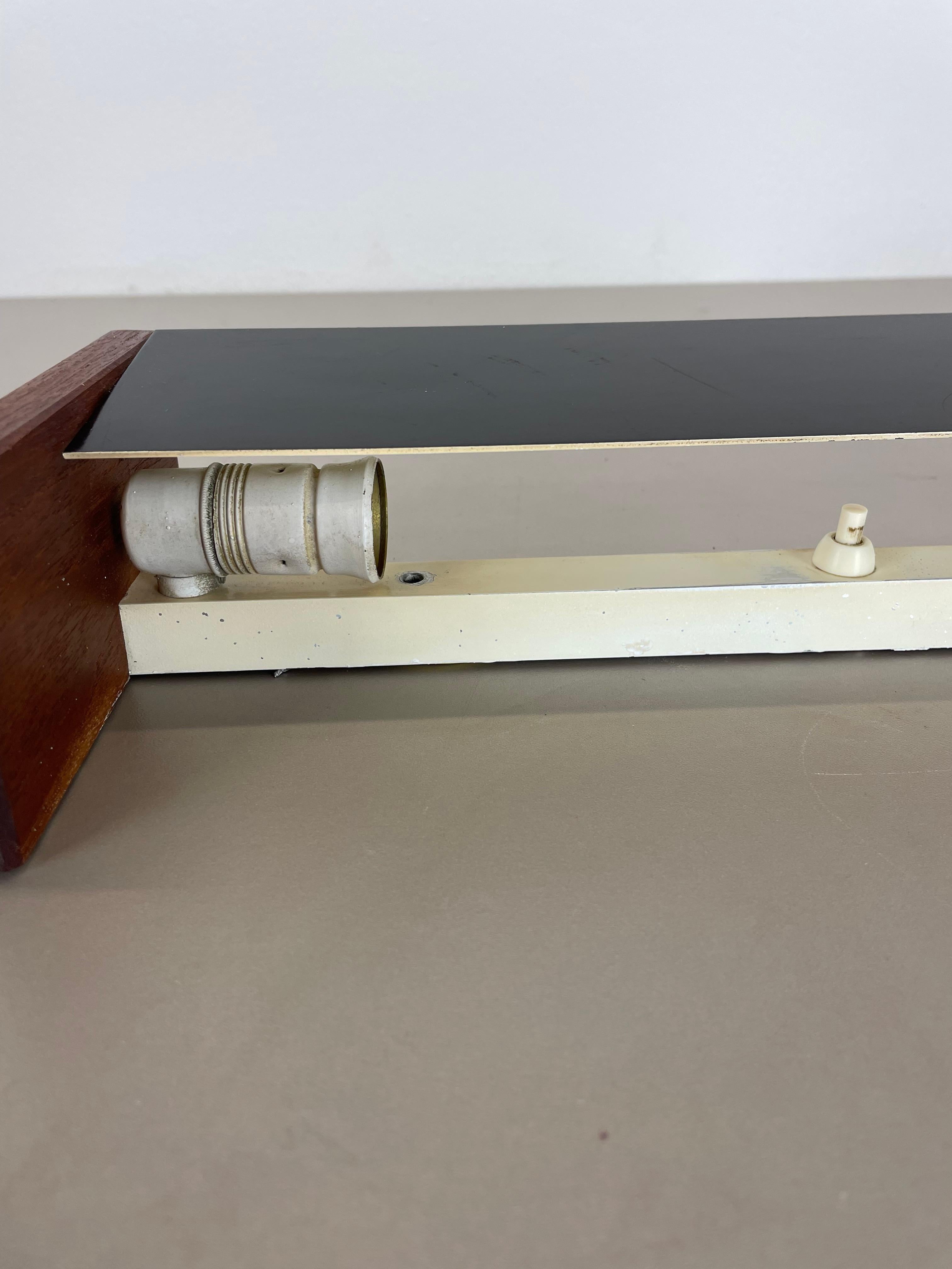 cubic Large 38cm Teak and Metal adjustable wall light element, Germany 1950s For Sale 11