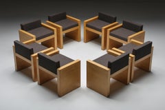 Cubic Lounge Chairs in Dark Grey Upholstery, Europe, 1980s