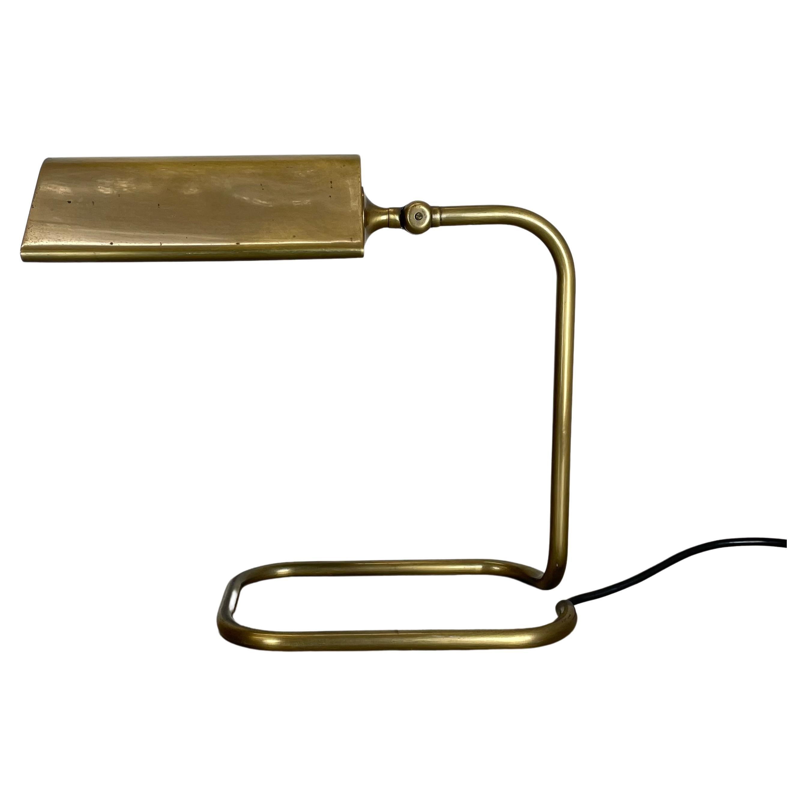 Cubic Modernist Brass Metal Table Light by Florian Schulz, Germany, 1970s For Sale