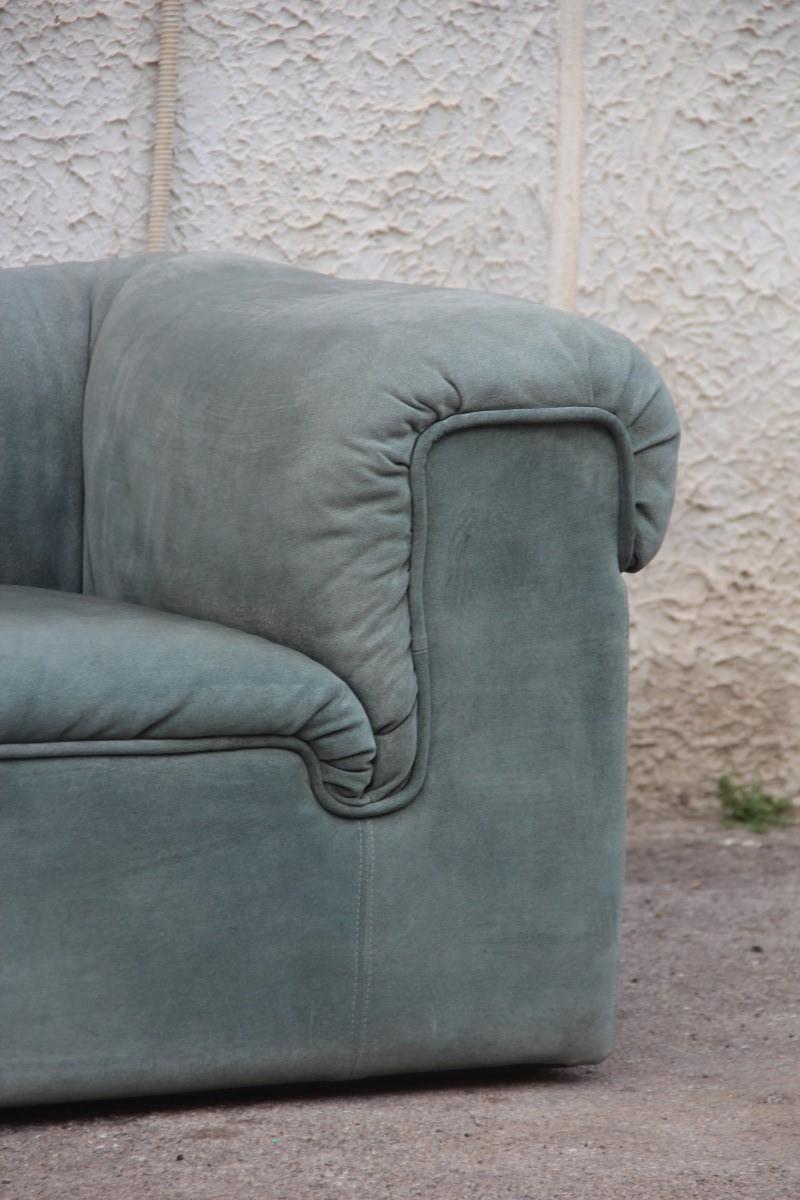 Cubic Modular Sofa Italian Design 1970 Pietro Arosio Light Green Colored Leather In Good Condition For Sale In Palermo, Sicily