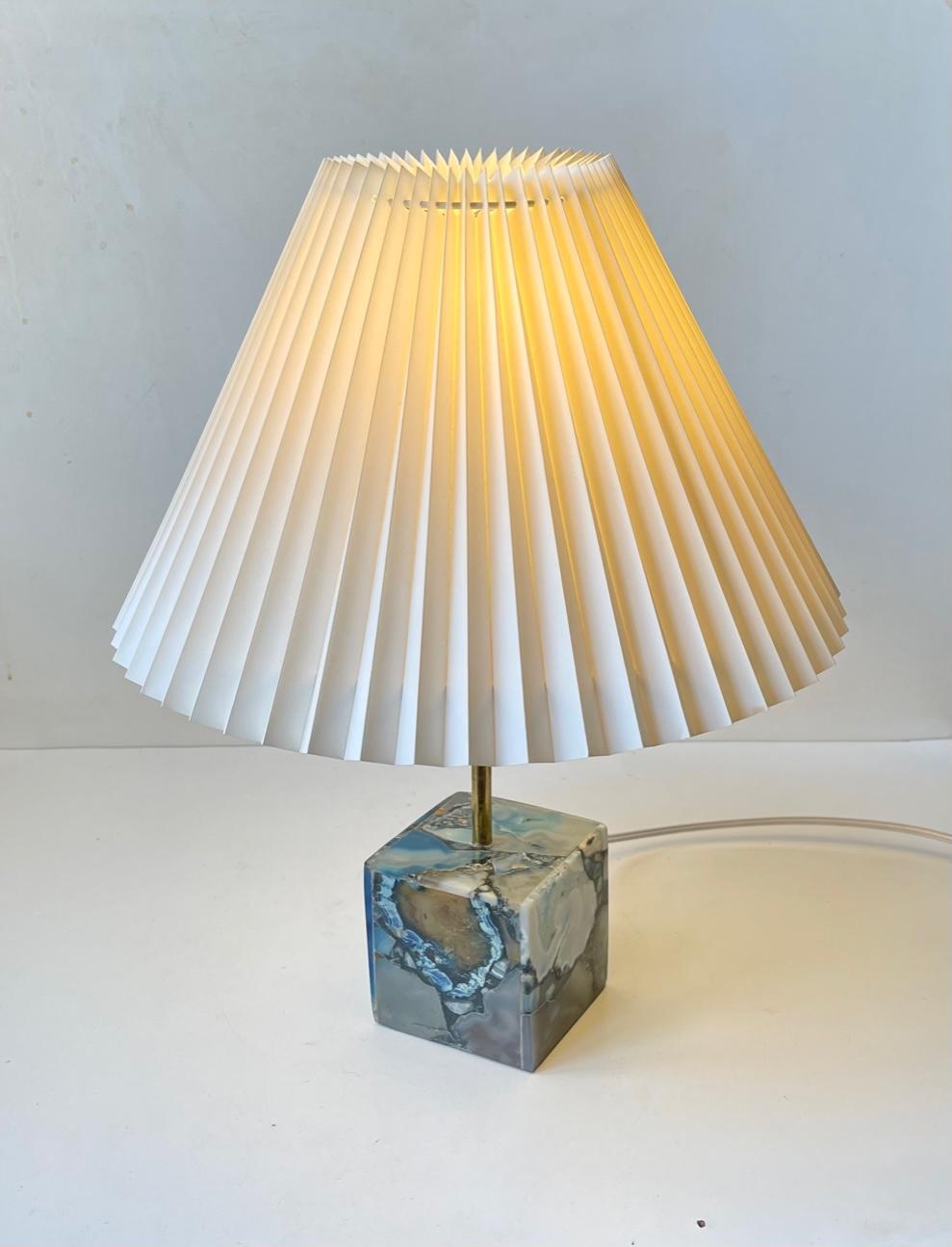 Modern Cubic Scandinavian Table Lamp in Blue Agate For Sale