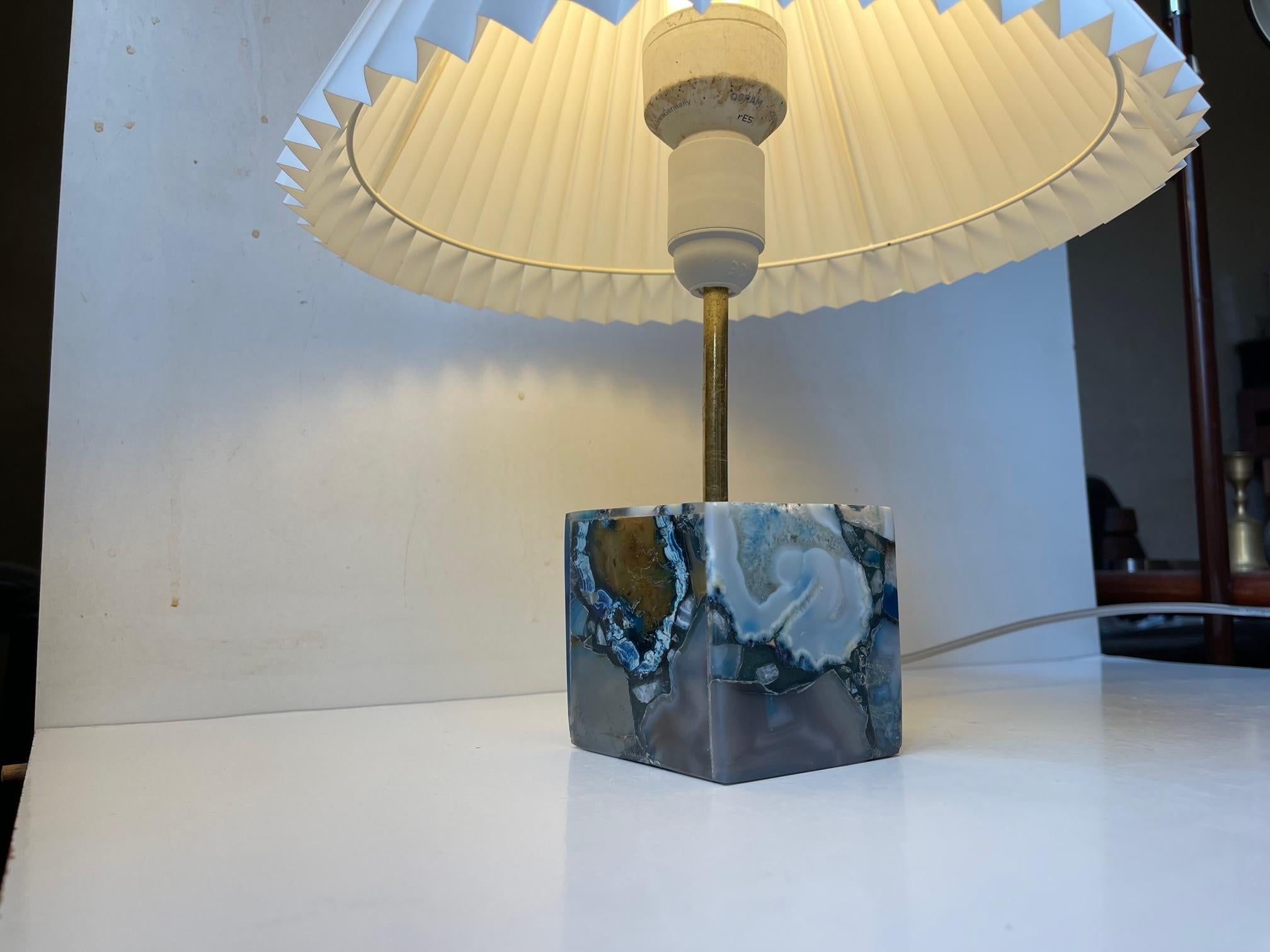 Cubic Scandinavian Table Lamp in Blue Agate In Good Condition For Sale In Esbjerg, DK