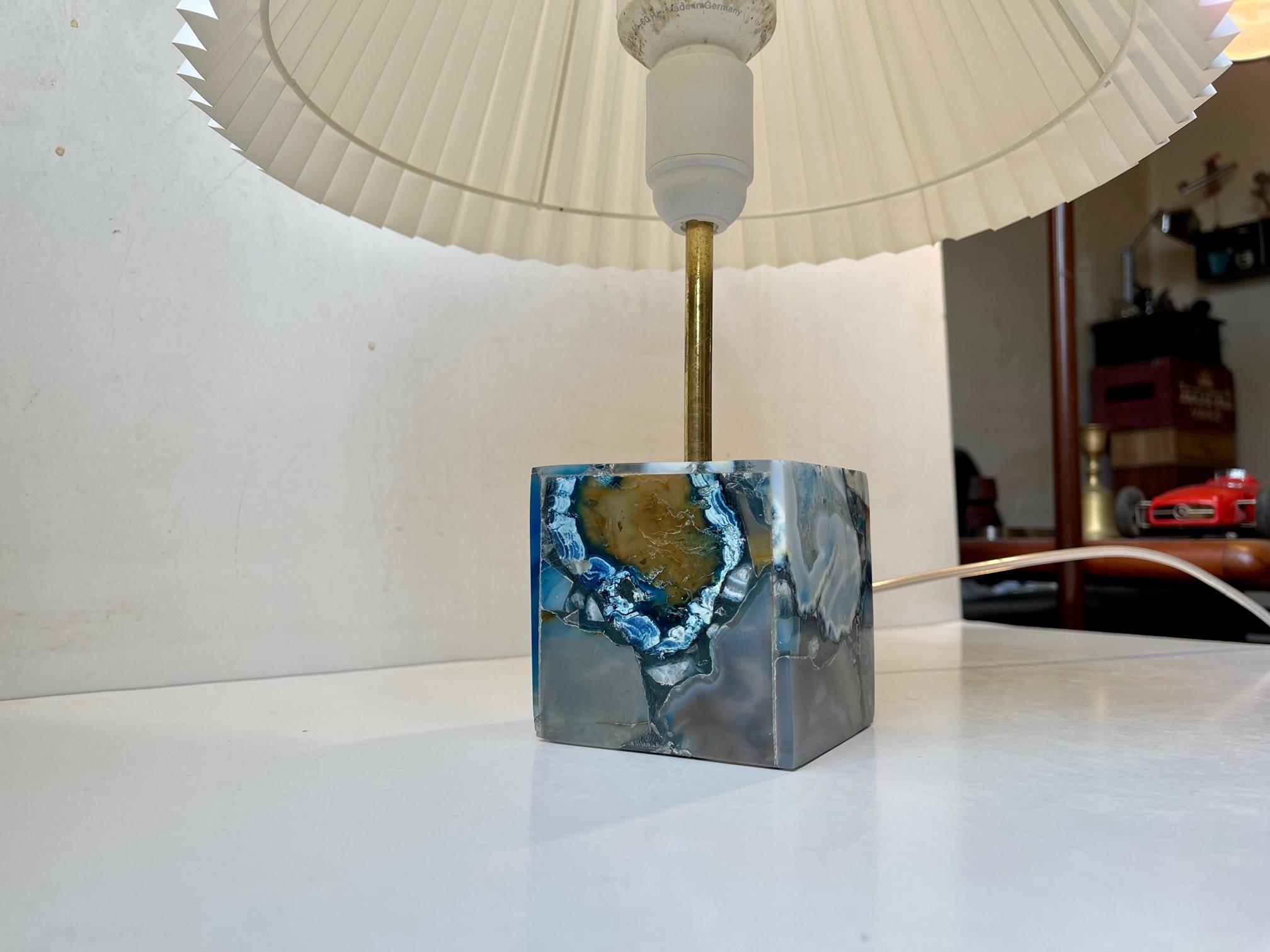 Cubic Scandinavian Table Lamp in Blue Agate For Sale 2