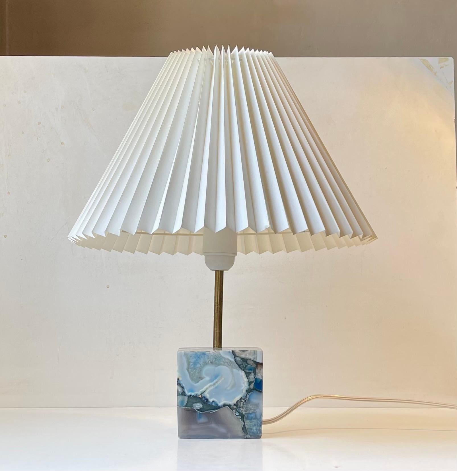 Cubic Scandinavian Table Lamp in Blue Agate For Sale 3