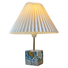Cubic Scandinavian Table Lamp in Blue Agate