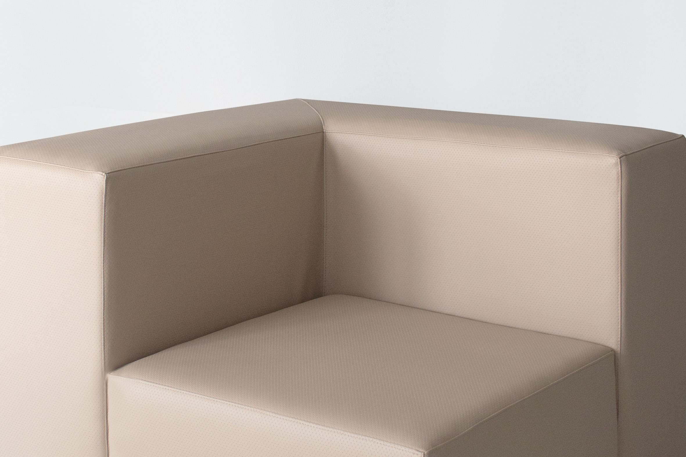Contemporary Cubic Seat Module in Marine Leather by Studio Christinekalia For Sale