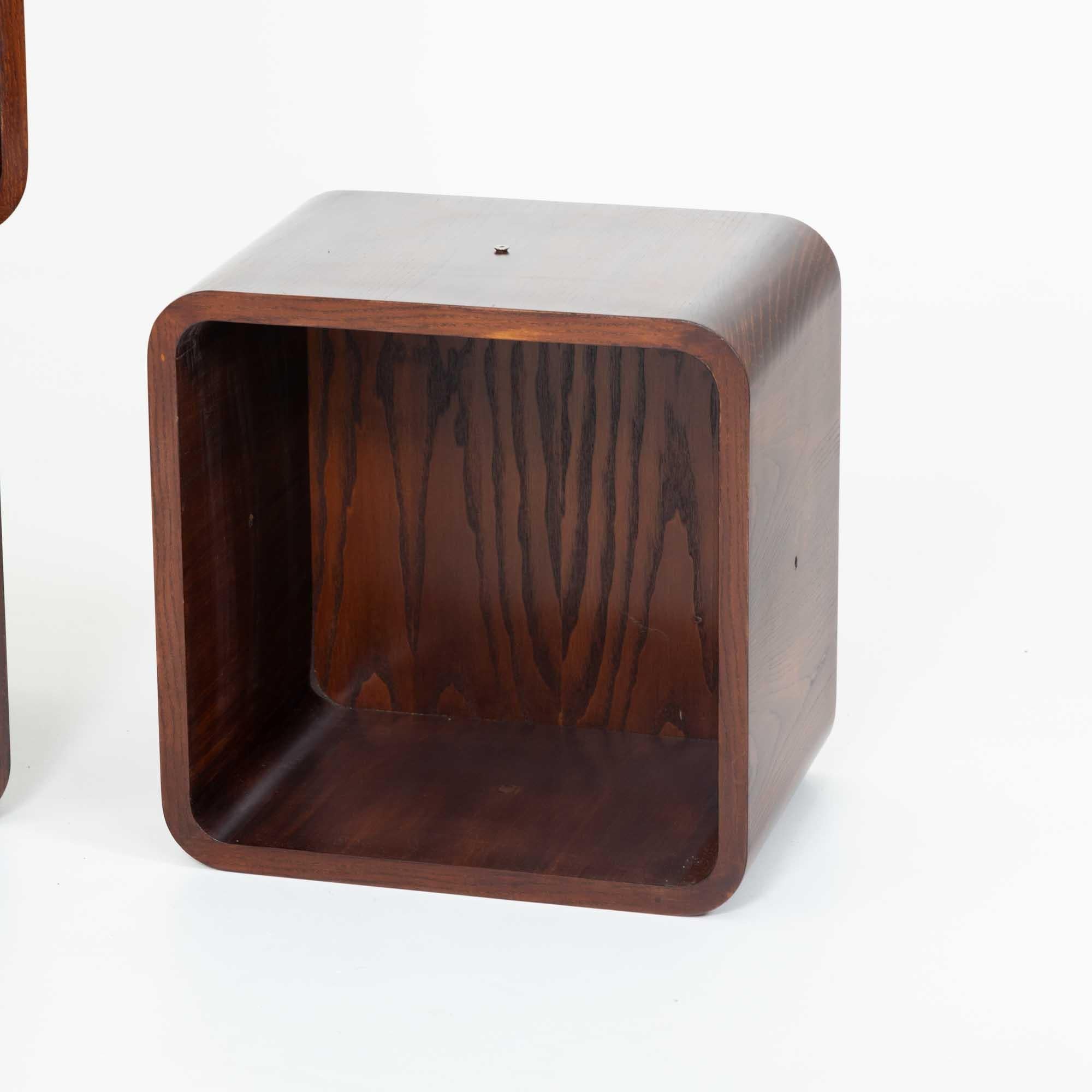 dark wood cube shelf