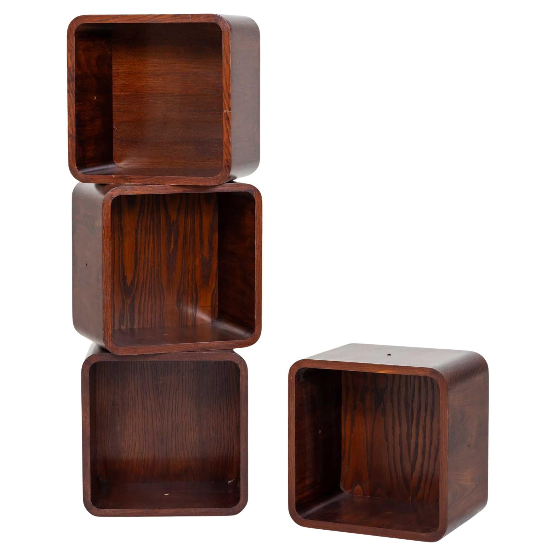 Set of four Cubic Shelving Units, dark brown, veneered, Italy 20th century For Sale