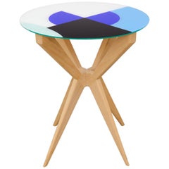 Cubic Side Table, 4 Legs Version, Vinyl Glass Top