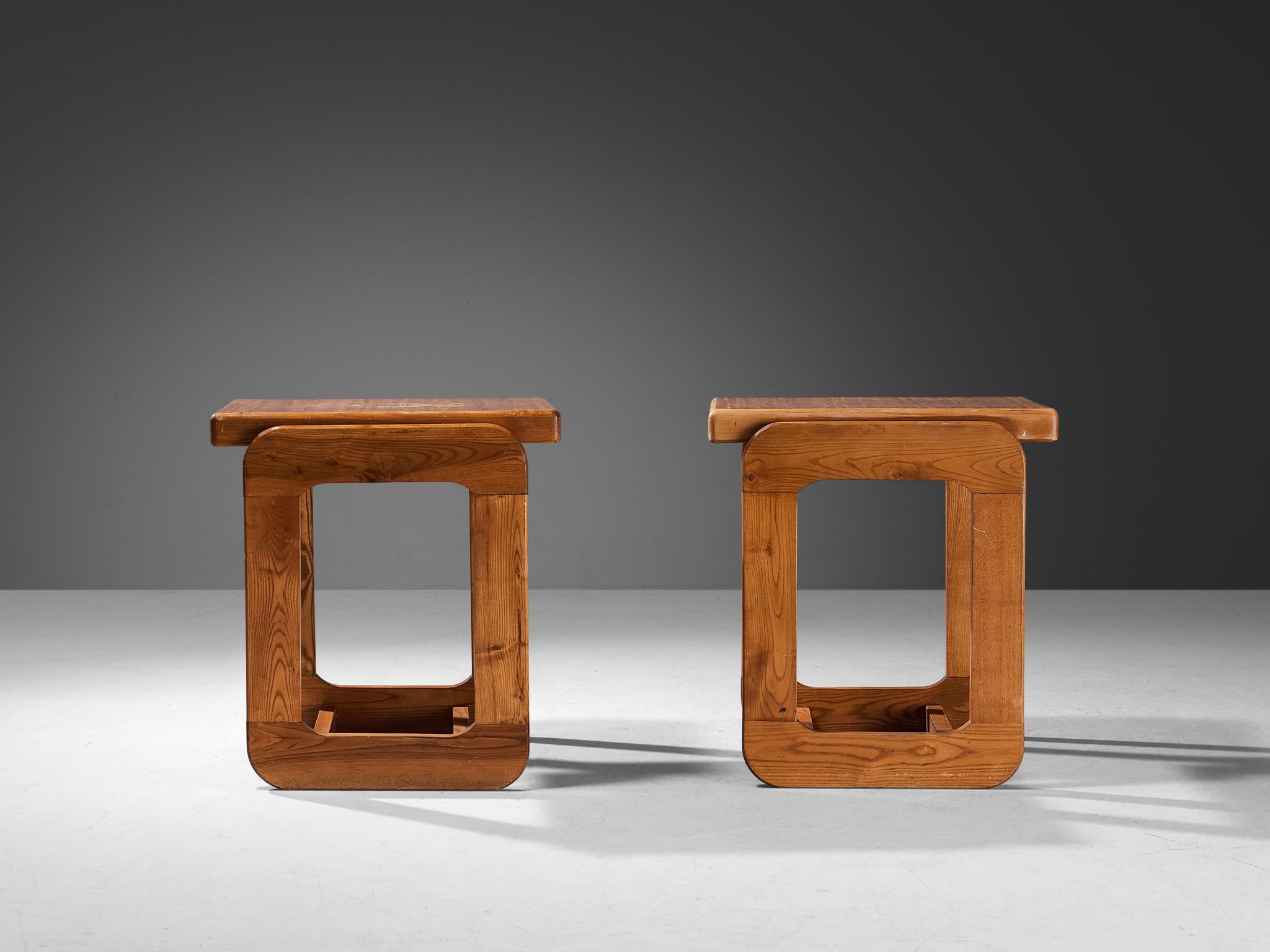 European Cubic Side Tables in Ash  For Sale