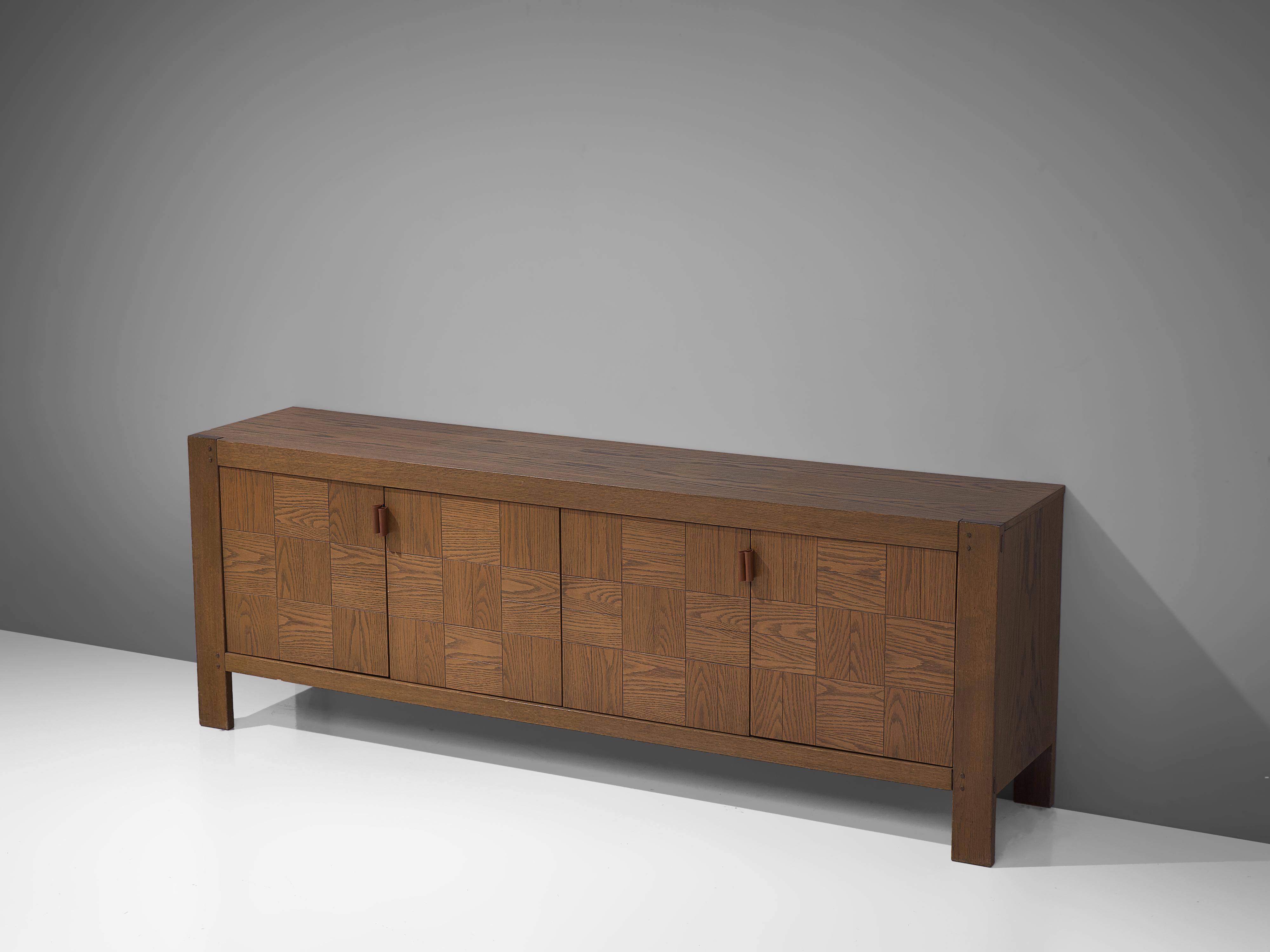 Belgian Cubic Sideboard in Stained Oak with Inlayed Doors