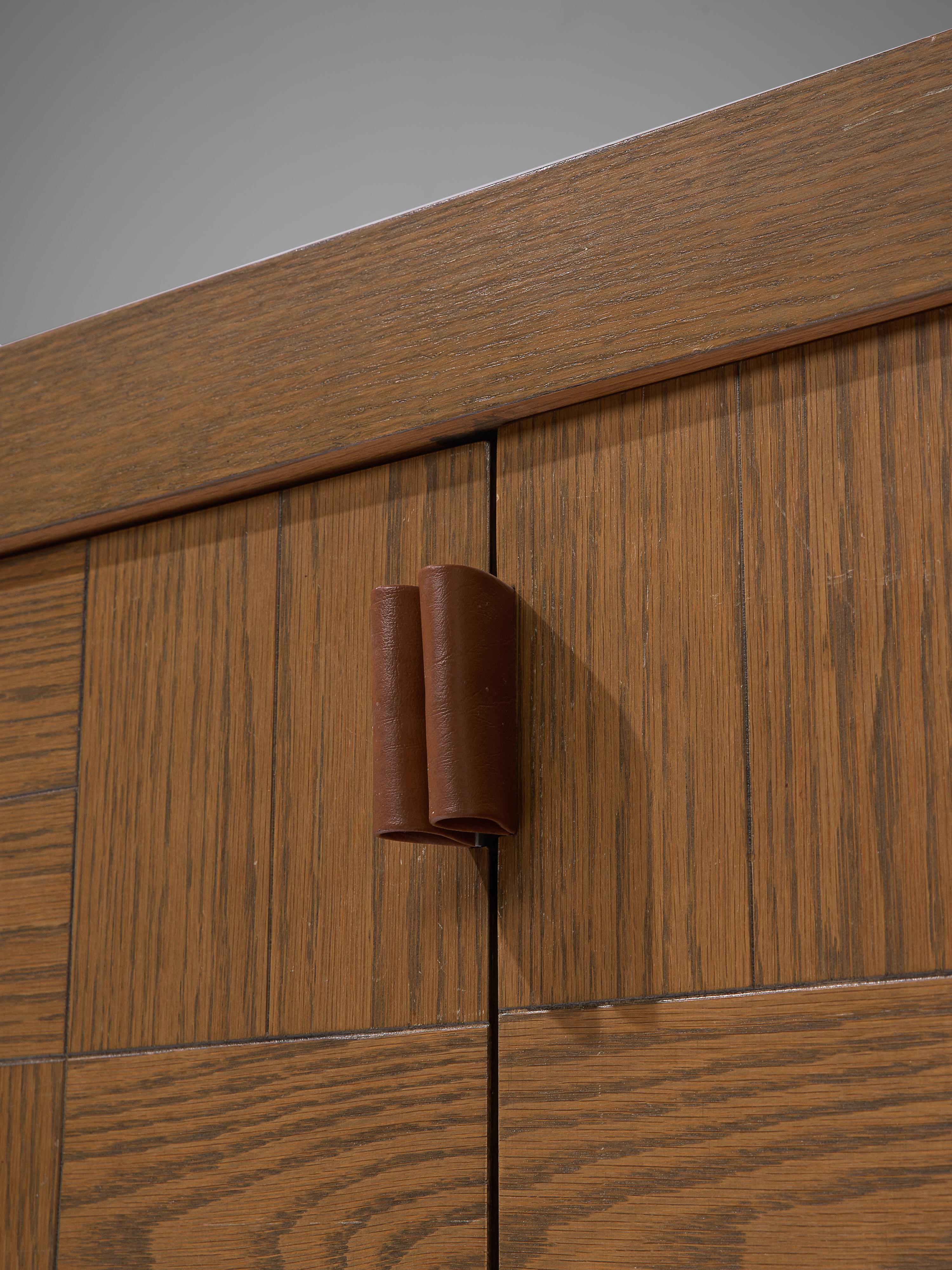 Cubic Sideboard in Stained Oak with Inlayed Doors In Good Condition In Waalwijk, NL