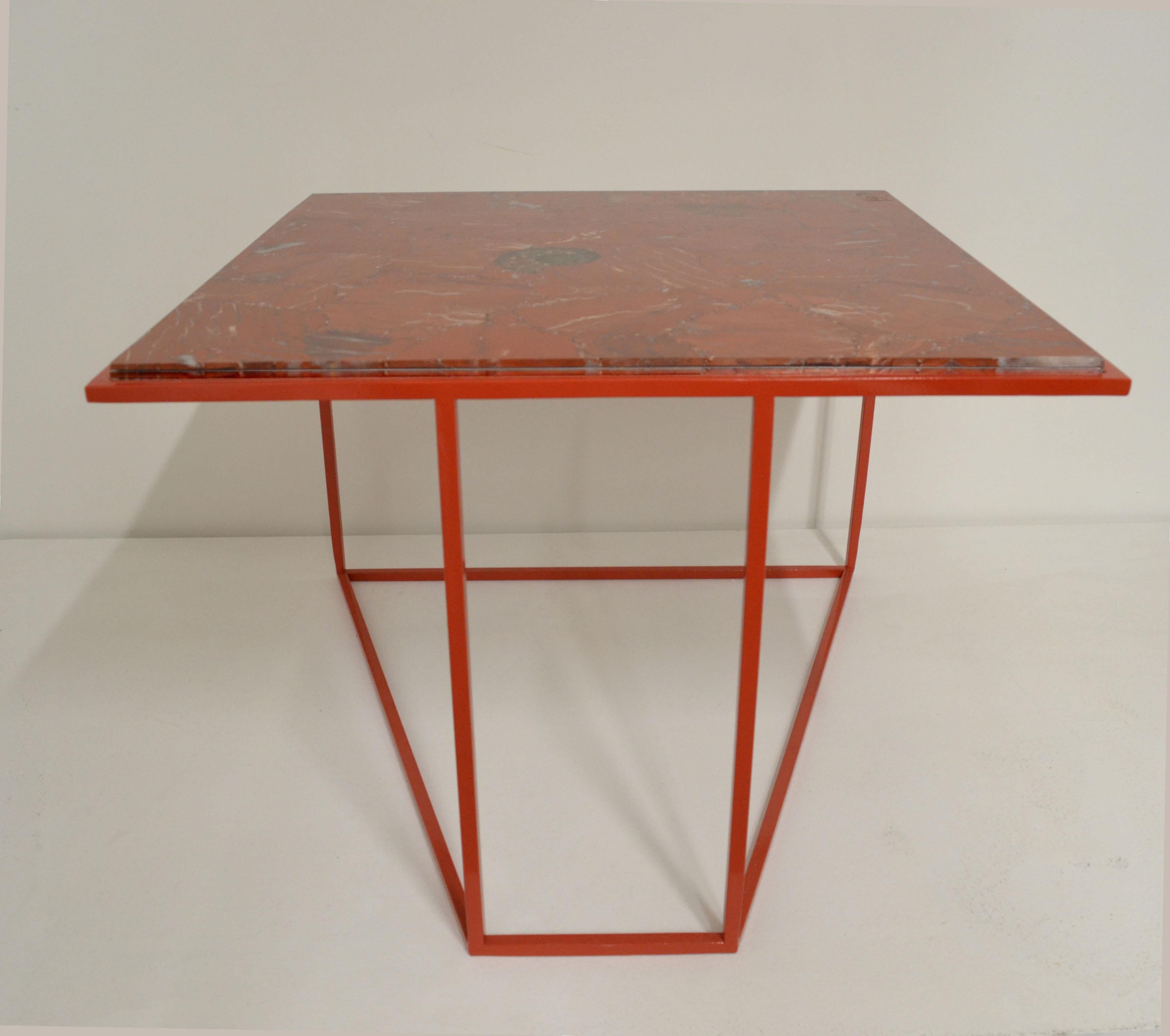 Modern 'Cubic' Square Red Jasper Gemstone Cocktail / Coffee / Centre Table For Sale