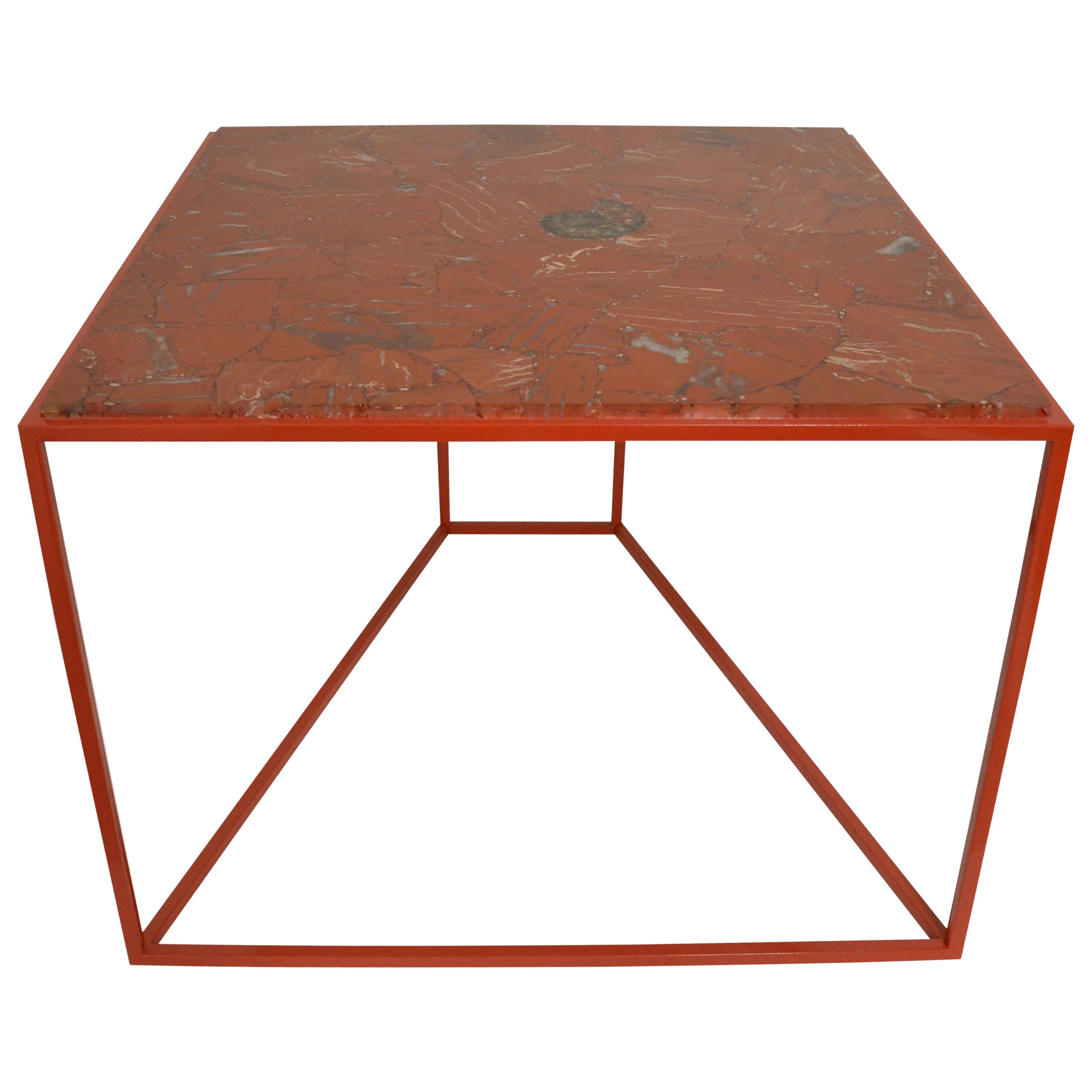 'Cubic' Square Red Jasper Gemstone Cocktail / Coffee / Centre Table For Sale