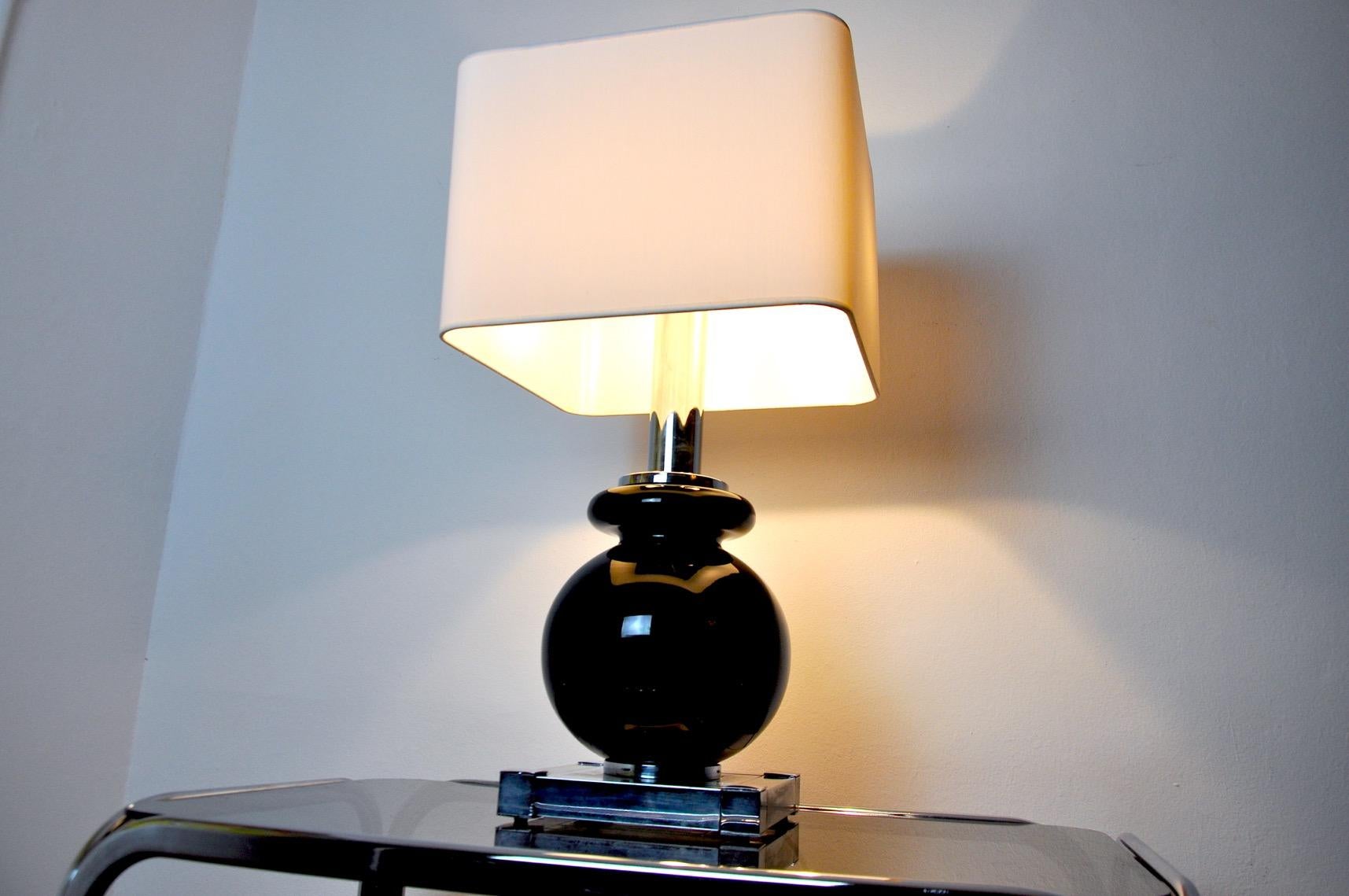 Hollywood Regency Cubic Table Lamp with Ceramics by BD Lumica, Italy, 1980 For Sale