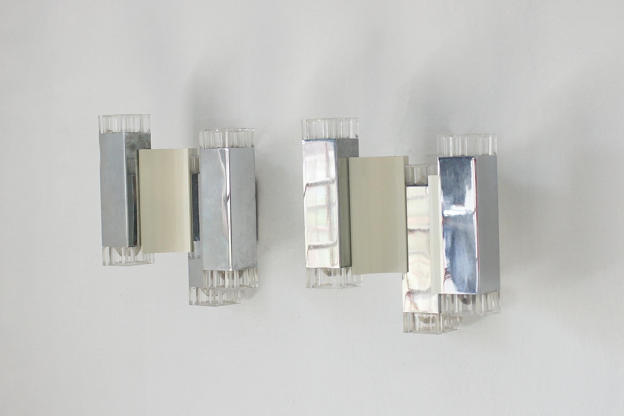 Mid-Century Modern Lampe murale cubique de Gaetano Sciolari pour Sciolari Illuminazione, Italie