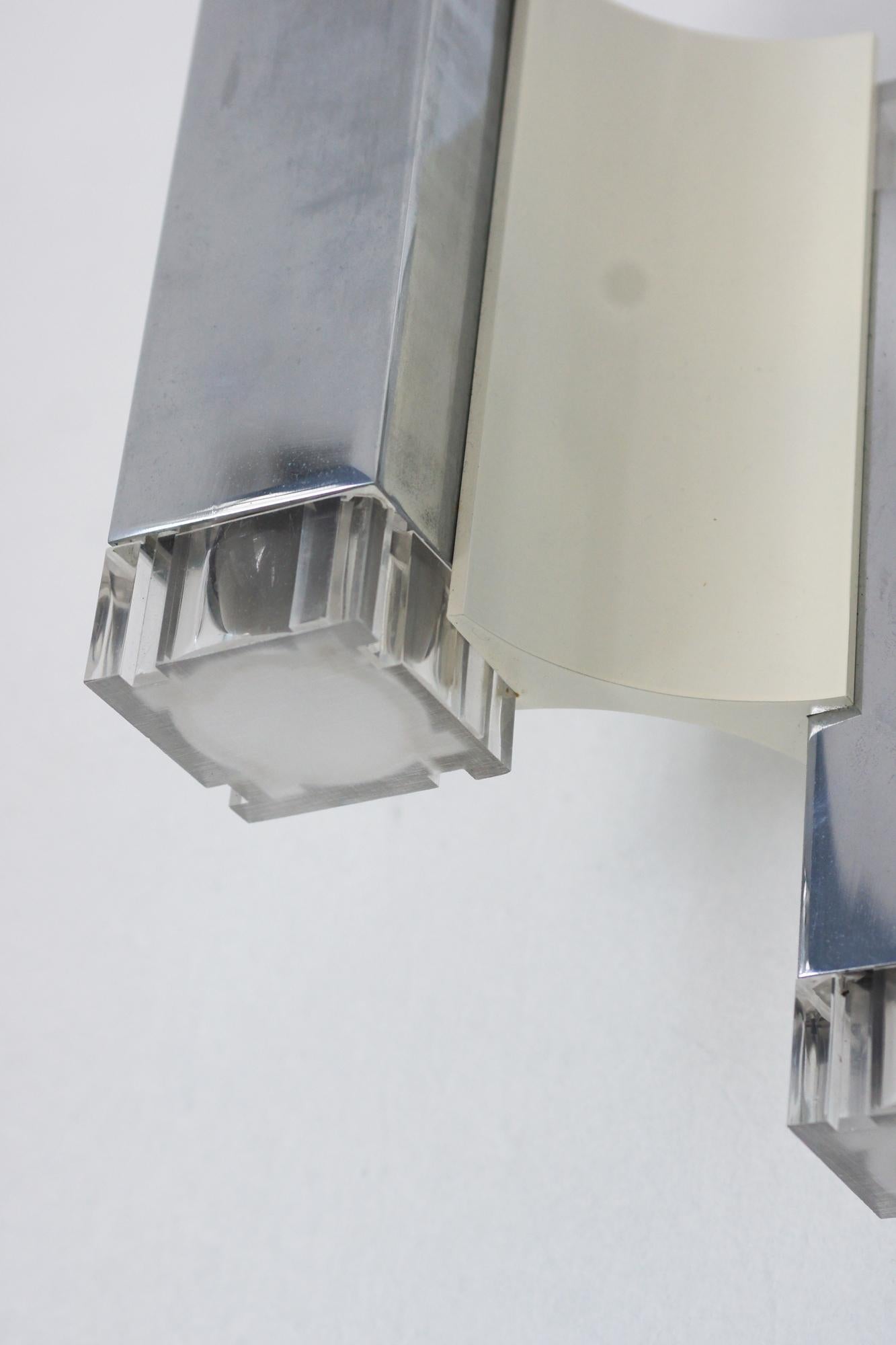 Métal Lampe murale cubique de Gaetano Sciolari pour Sciolari Illuminazione, Italie