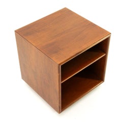 Cubic Wood Italian Bed Side Table, 1960s
