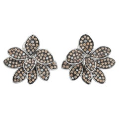 Cubic Zirconia Antique Style Lily Flower Stud Earrings for Fiance Gift in Silver