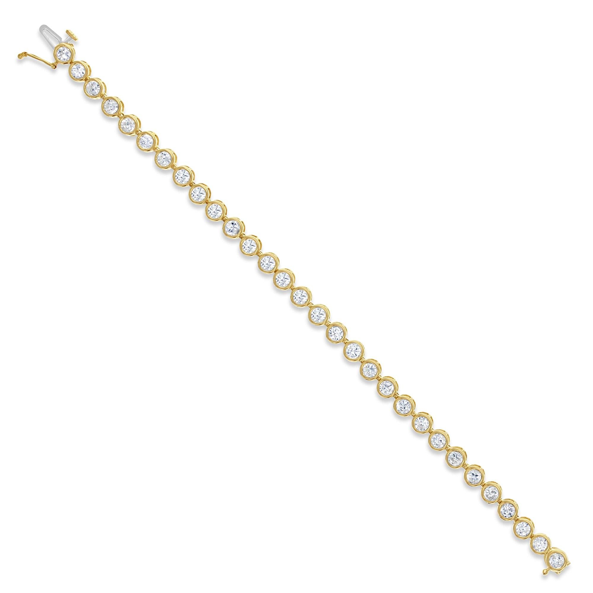 Pulsera de tenis con bisel de circonitas cúbicas 7,50 ctw Oro blanco o amarillo de 14k en Nuevo estado para la venta en Sugar Land, TX