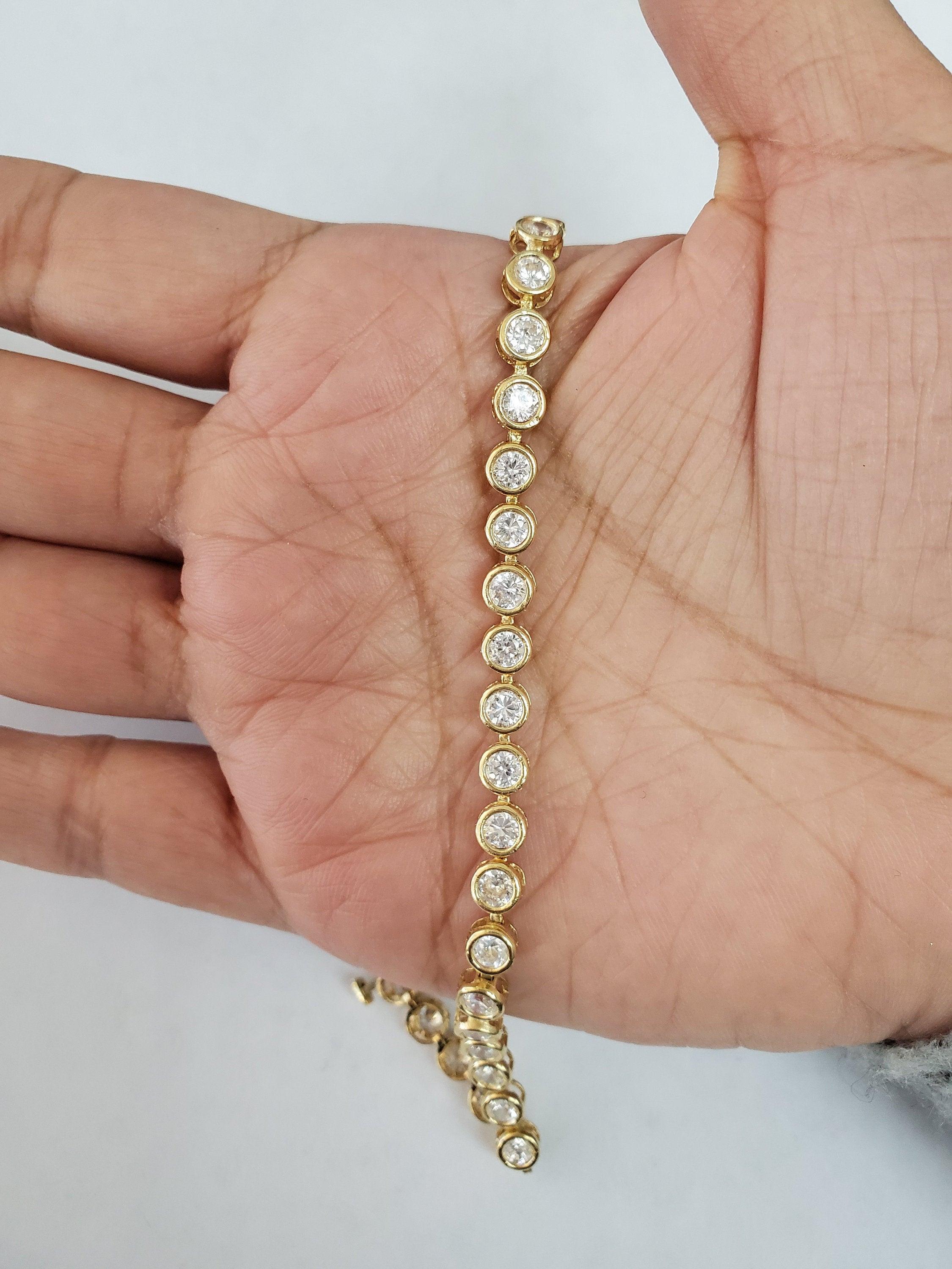 Pulsera de tenis con bisel de circonitas cúbicas 7,50 ctw Oro blanco o amarillo de 14k en venta 1