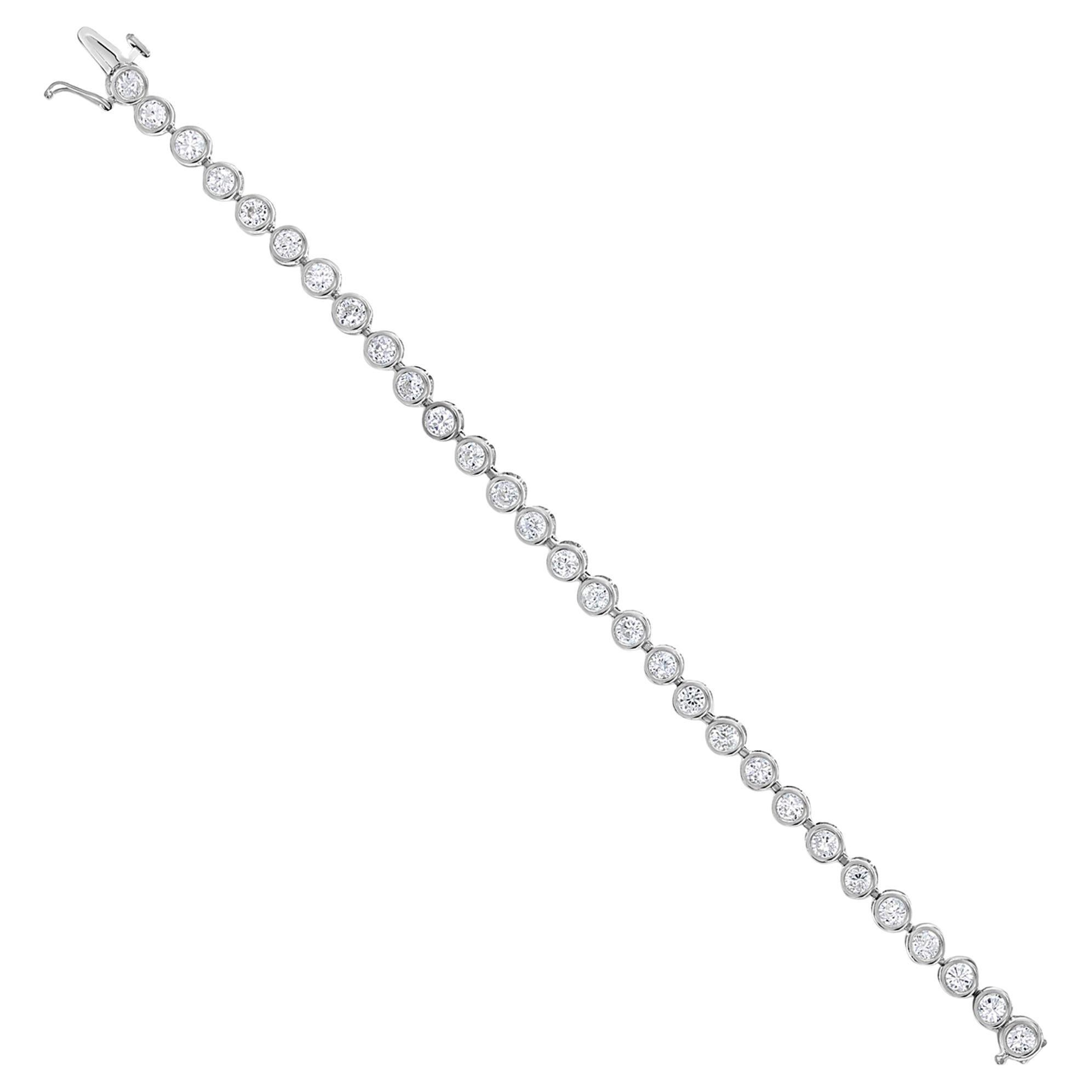 Pulsera de tenis con bisel de circonitas cúbicas 7,50 ctw Oro blanco o amarillo de 14k en venta