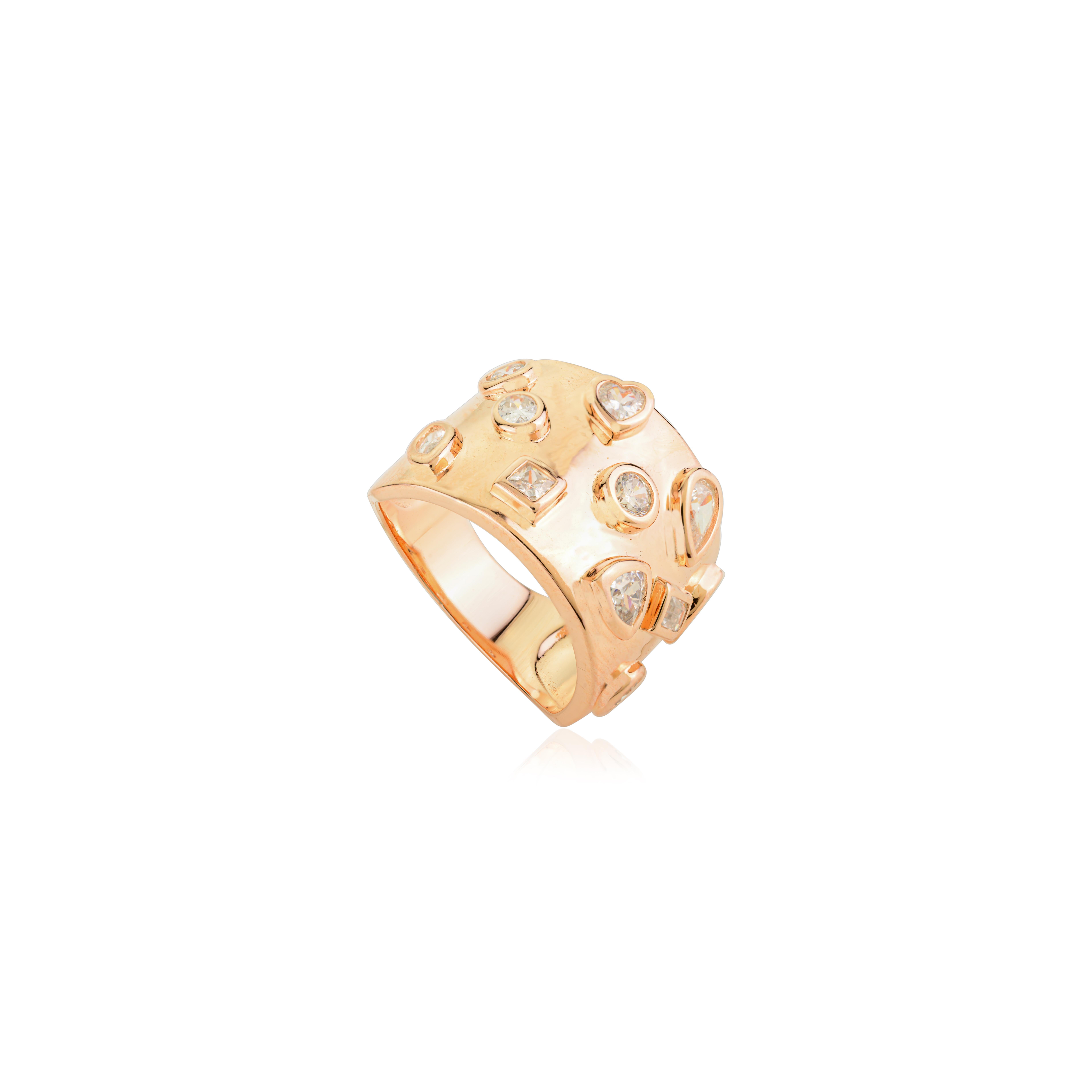 in vendita:  Anello con zirconia cubica con impostazione gitana, audace e di design, per regali in argento 3