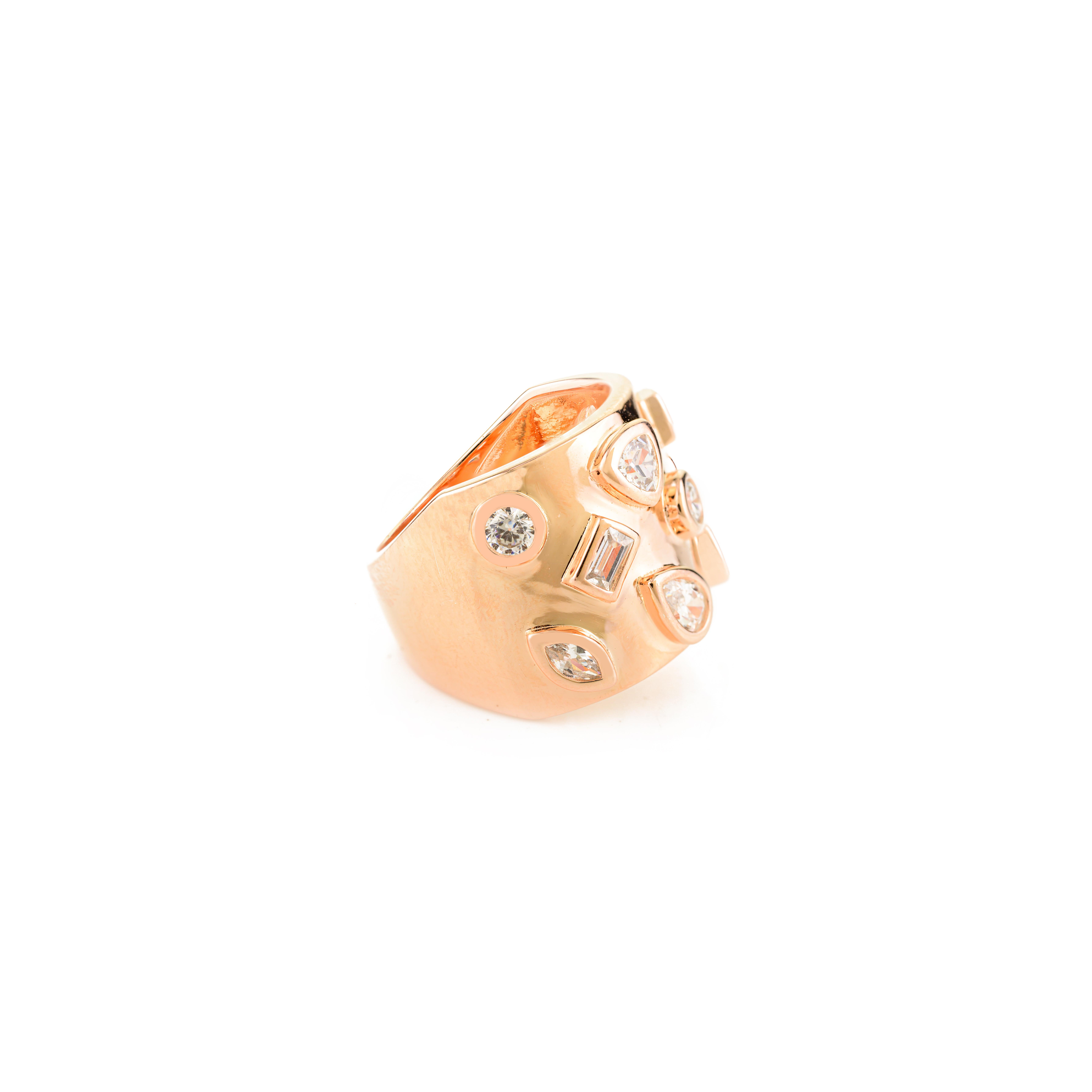 in vendita:  Anello con zirconia cubica con impostazione gitana, audace e di design, per regali in argento 5