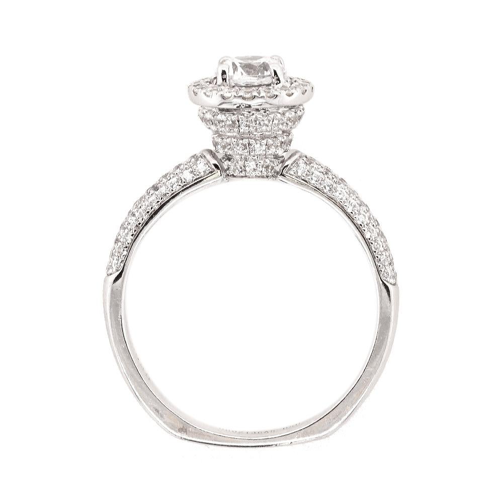 Elevate the promise of forever with our Angelic Engagement Ring—an exquisite embodiment of timeless love and celestial beauty. At its heart lies a brilliant 0.5ct cubic zirconia, a radiant symbol of the purity and clarity that defines your