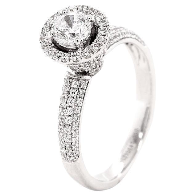 Cubic Zirconia Sterling Silver Halo Ring - Size L (Approx. 5.75 US) For Sale