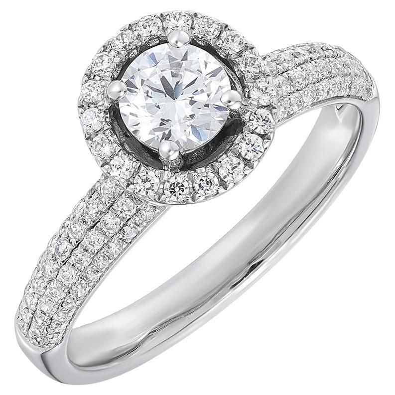 Cubic Zirconia Sterling Silver Halo Ring - Size L (Approx. 5.75 US)
