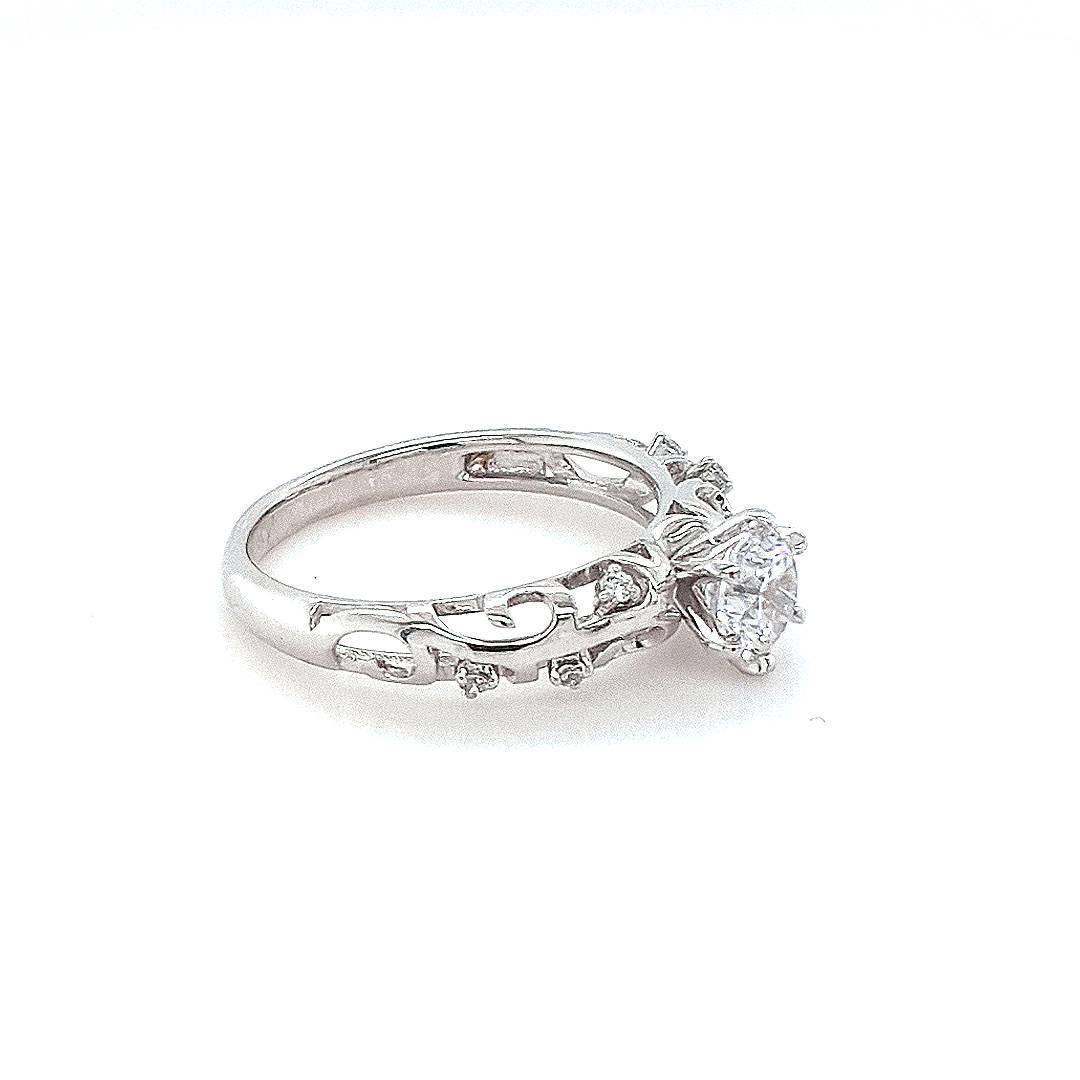 Contemporary Cubic Zirconia Sterling Silver Spring Willow Ring - Size L1/2 (Approx. 6US) For Sale