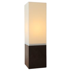 Cubical Acrylic Shade Wood Base Table Lamp