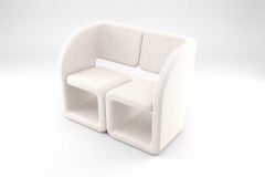 Cubiq 2 Seat Sofa - Fully Upholstered Modular Sofa in White Fabric